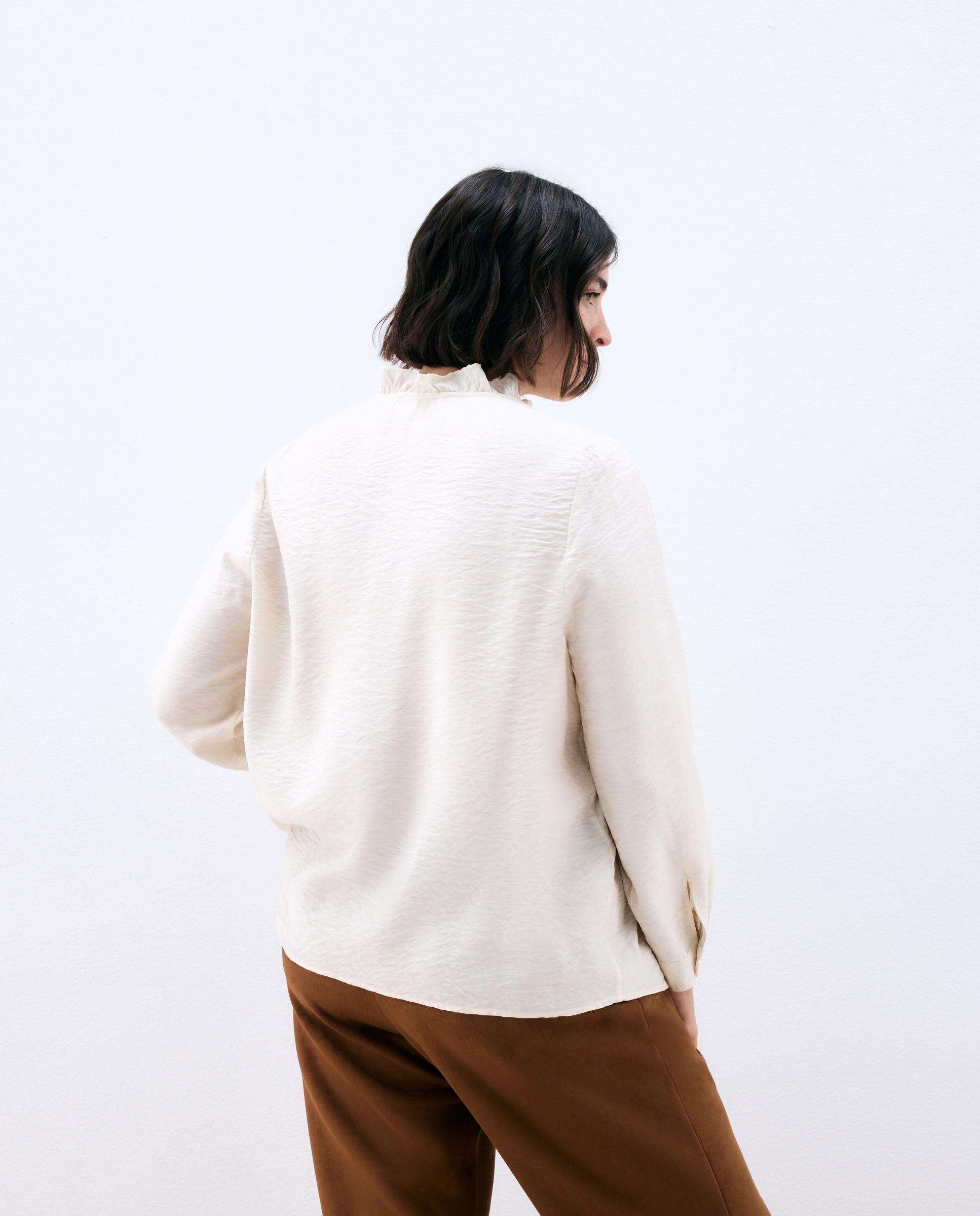 Camisa de Viscose Lisa com Manga Comprida 120 Cru-4