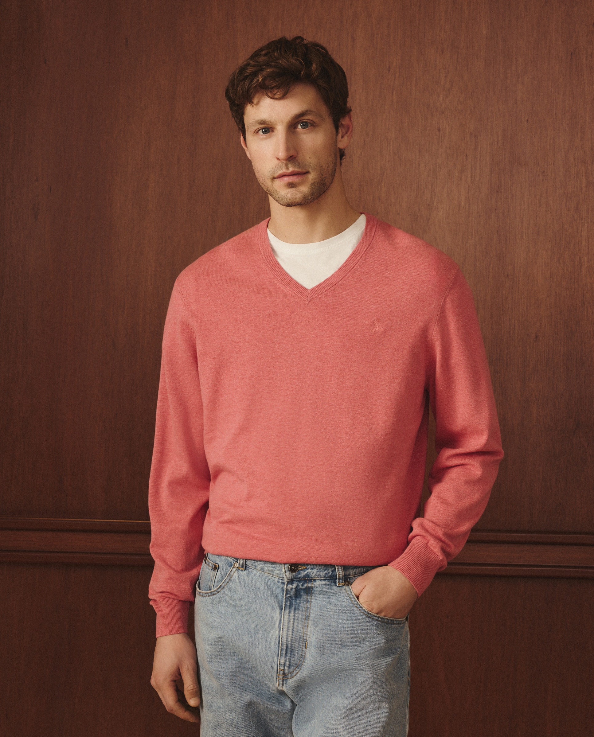 Imagem 0 de Camisola de malha com decote em bico