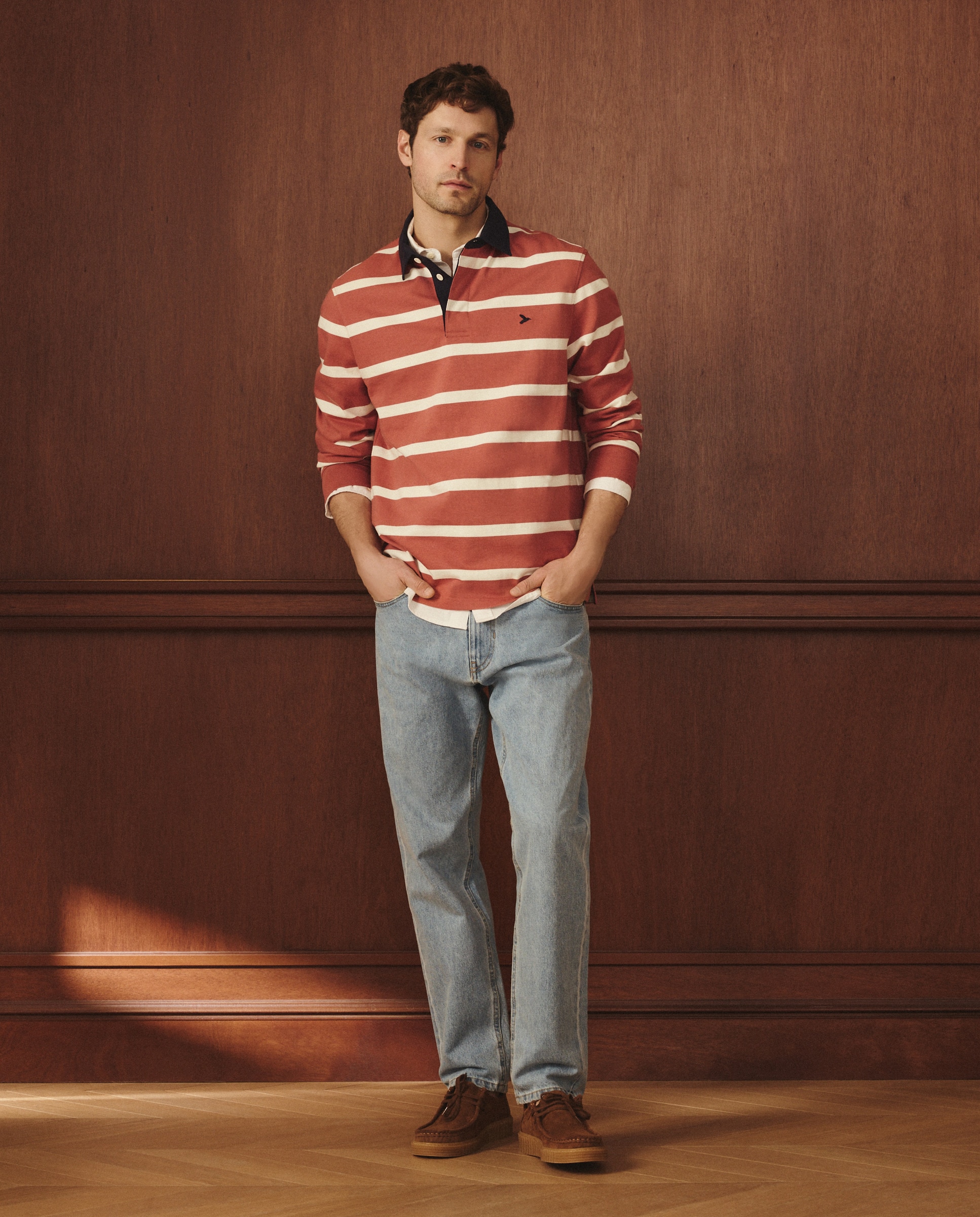 Polo Rugby de Manga Comprida Laranja-2