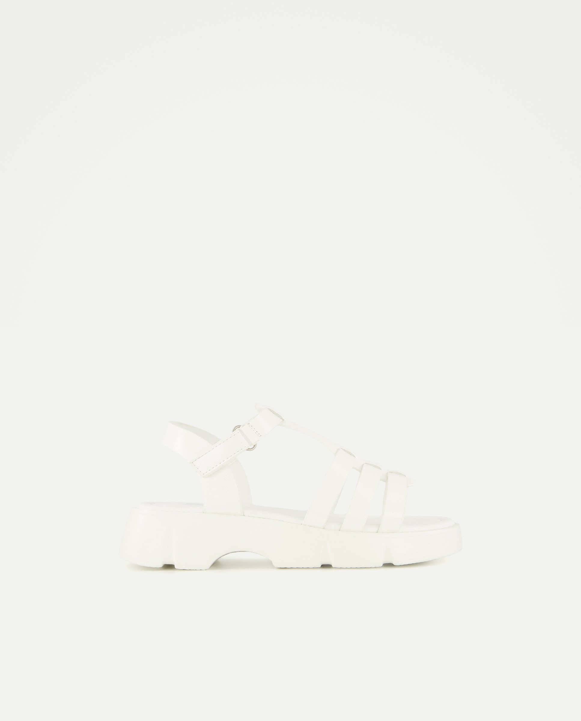 Chinelos com Tiras e Plataforma Branco-1