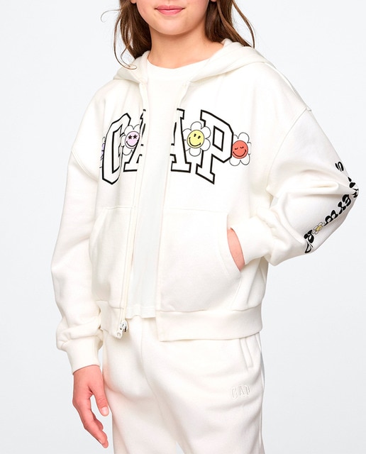 Imagen 0 de Sudadera con capucha, logo y gráficos flores SMILEY WORLD