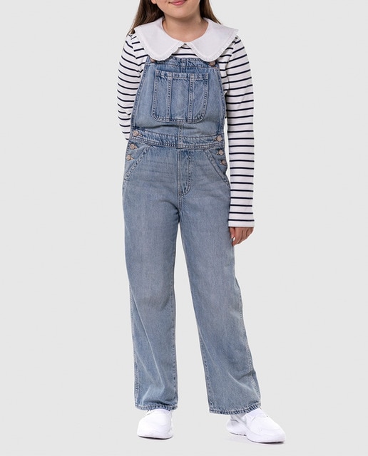 Imagen 0 de Peto vaquero con cinco bolsillos de niña