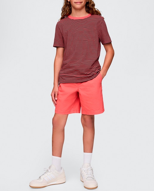 Imagen 0 de Pantalones cortos de algodón liso con cintura elástica con cordones de niño