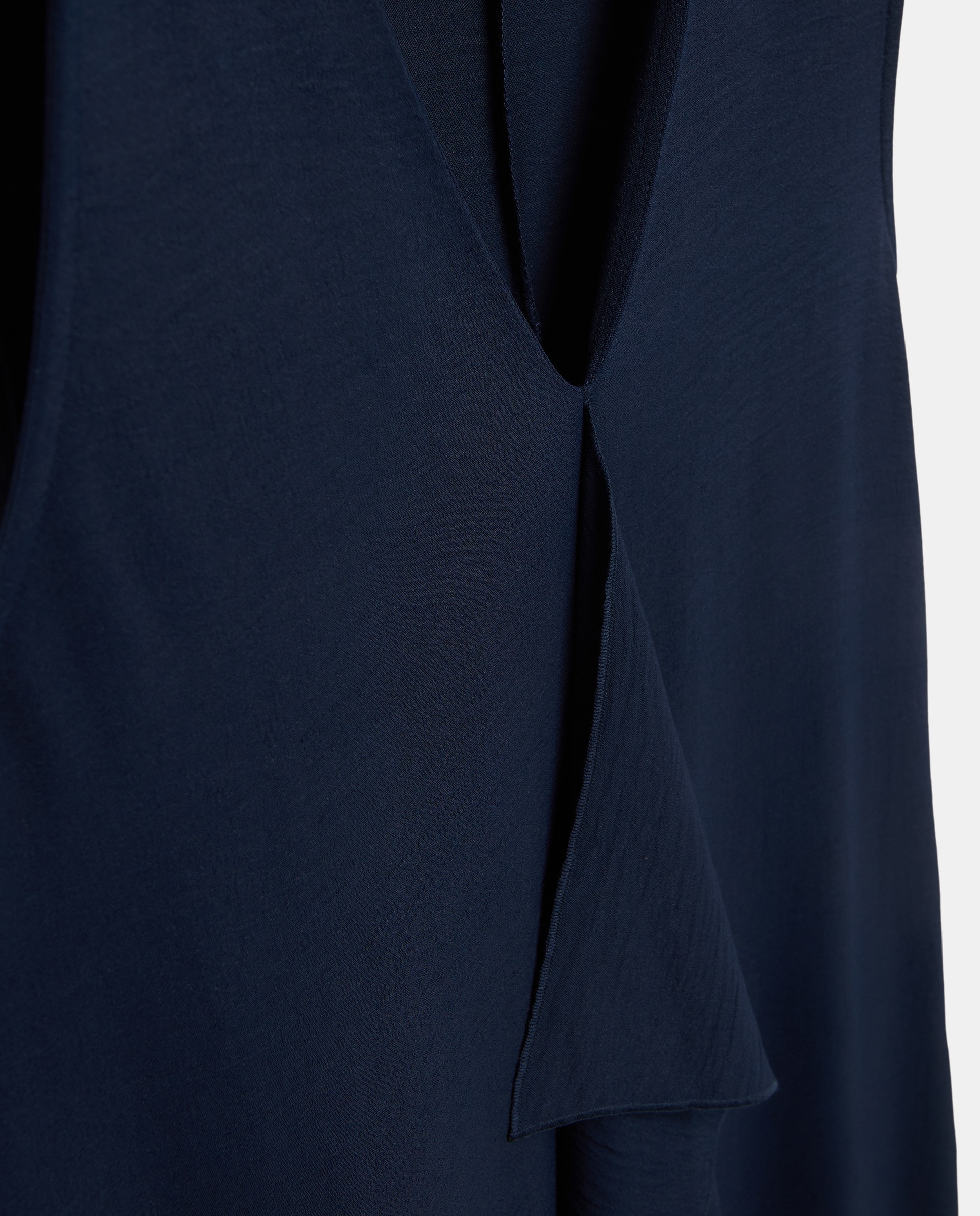 Vestido Liso sem Mangas e com Folho Central Azul-marinho-6