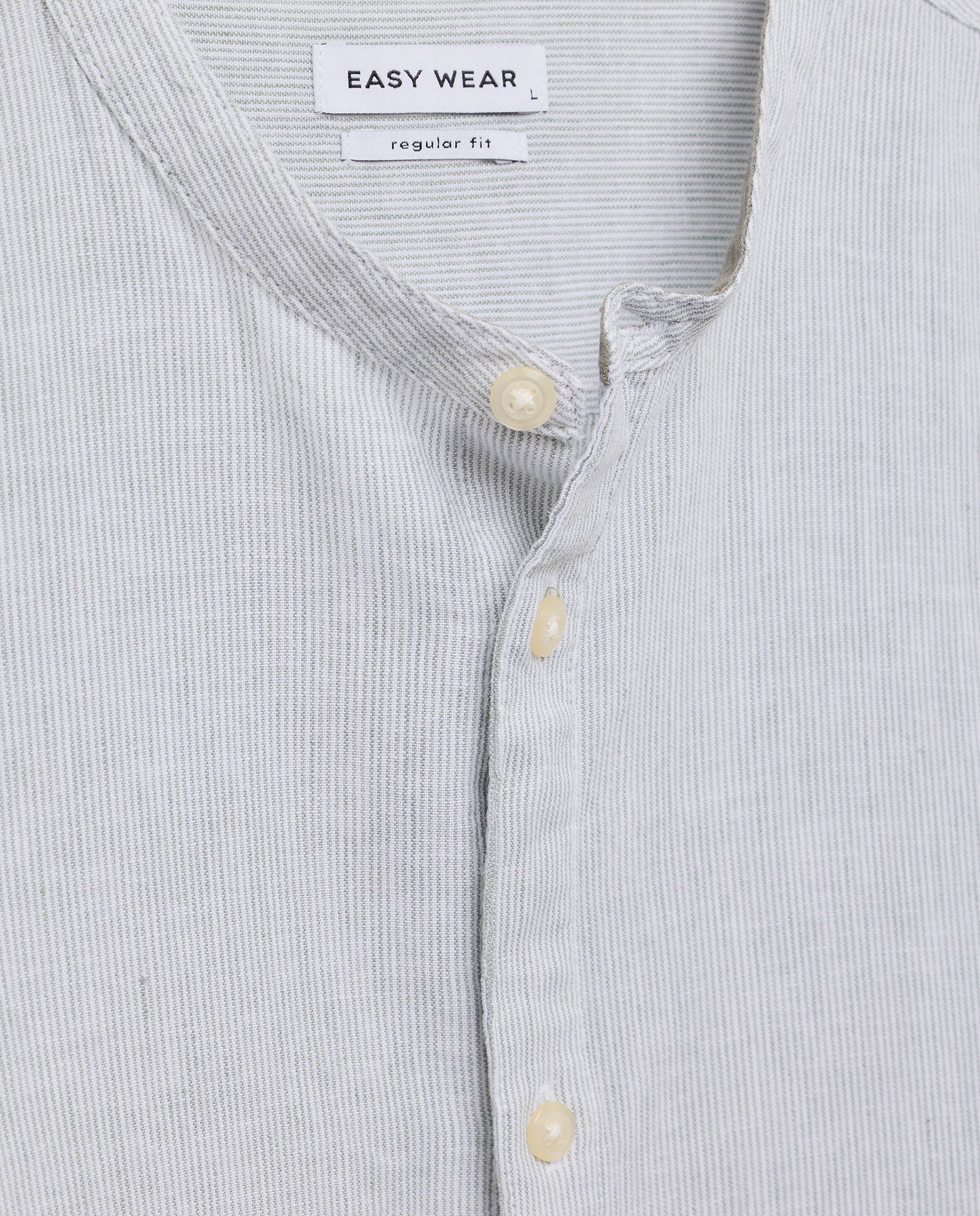 Camisa de Linho e Algodão às Riscas com Manga Comprida 520 Caqui-6