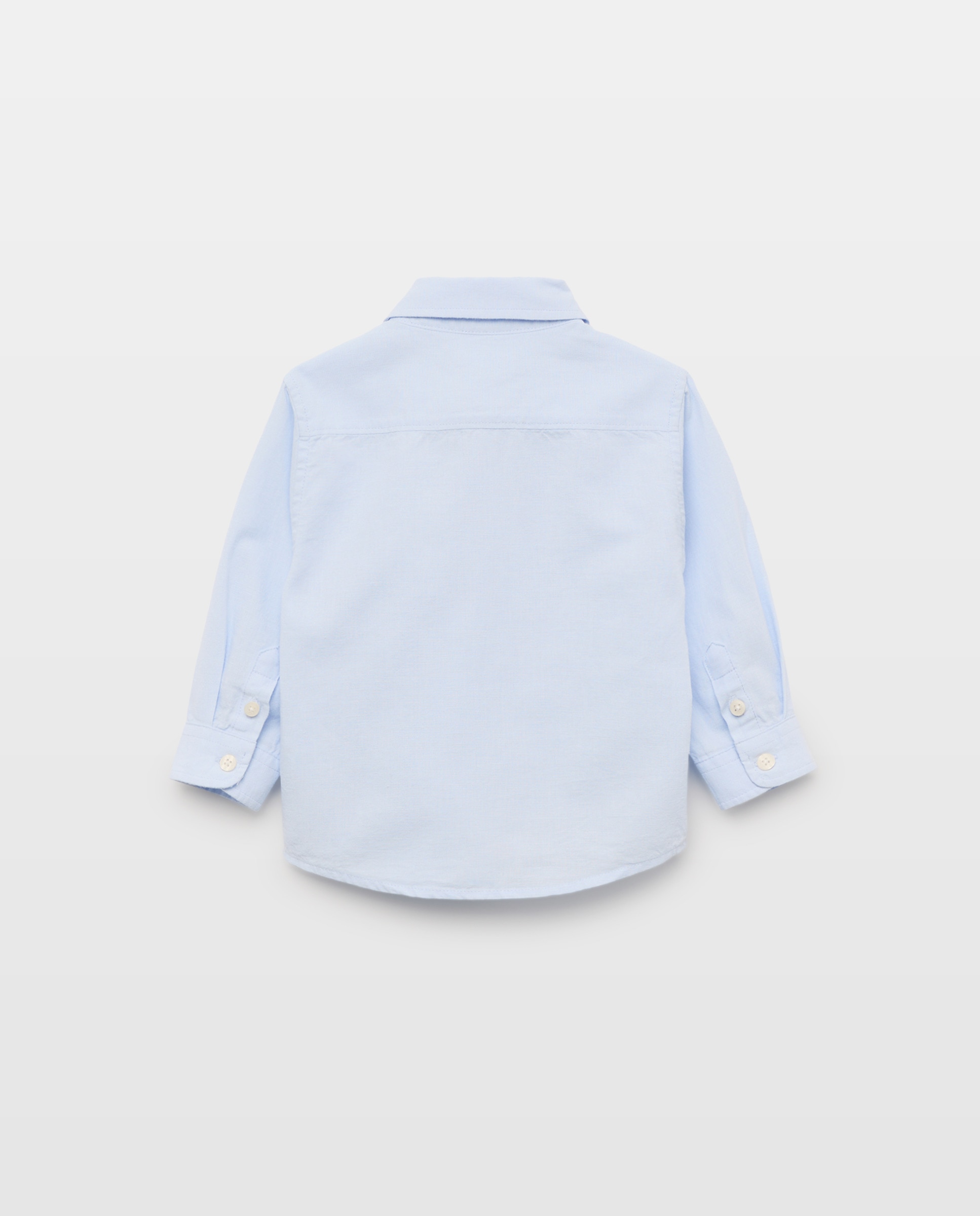 Camisa de bebé algodón-lino cuello mao polera 410 Azul claro-2
