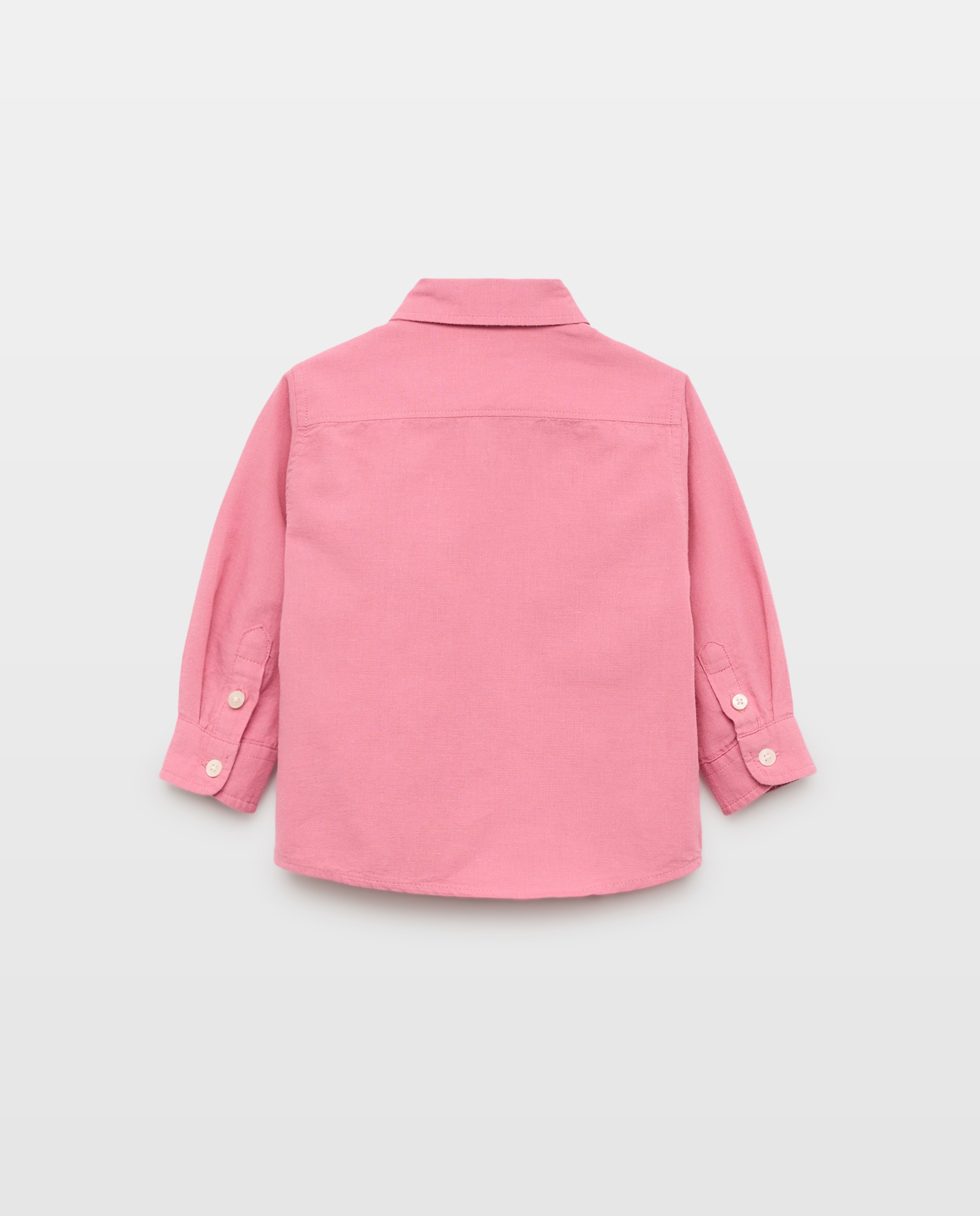 Camisa de bebé algodón-lino cuello mao polera 230 Rosa oscuro-2
