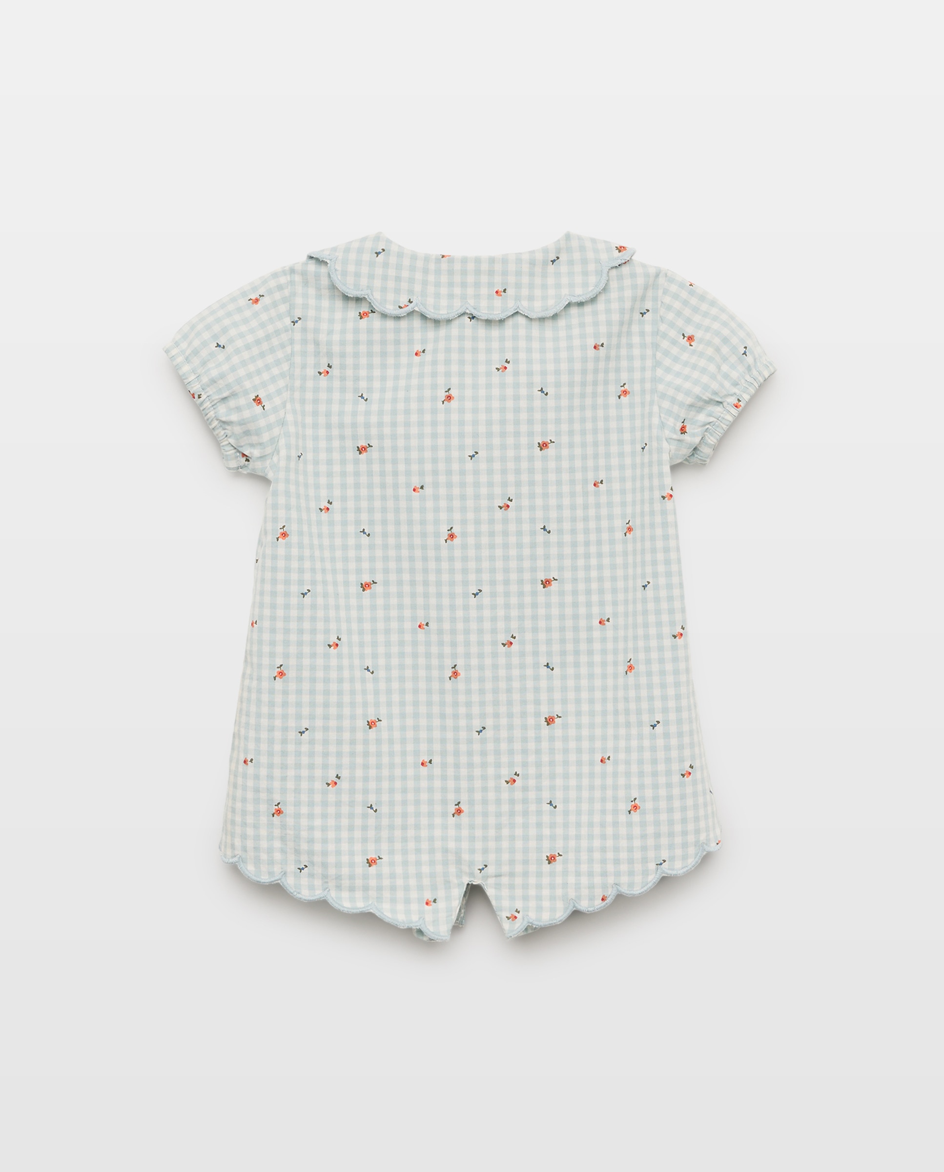 Pijama de bebé de popelín corto vichy 510 Verde claro-2