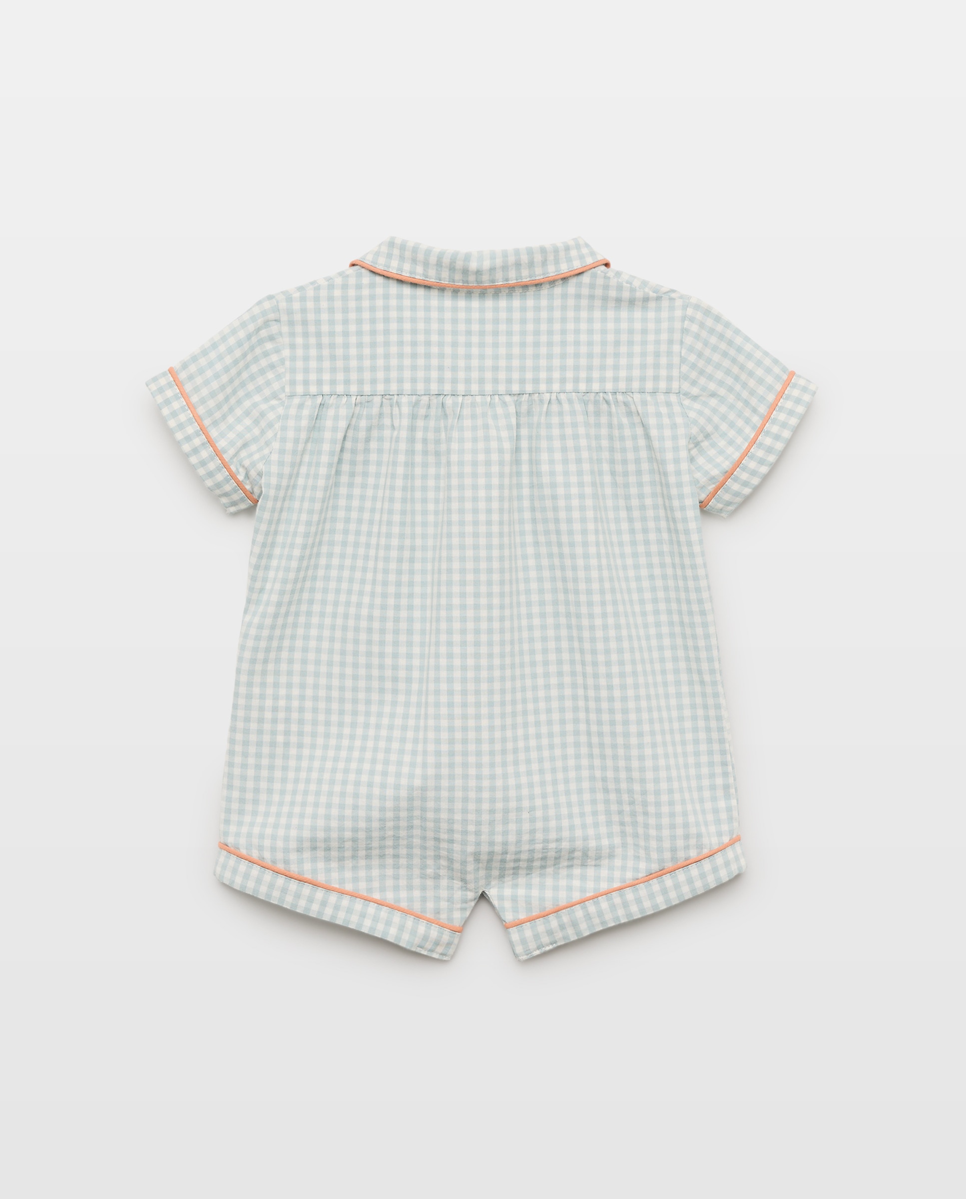 Pijama de bebé de popelín corto vichy 510 Verde claro-2