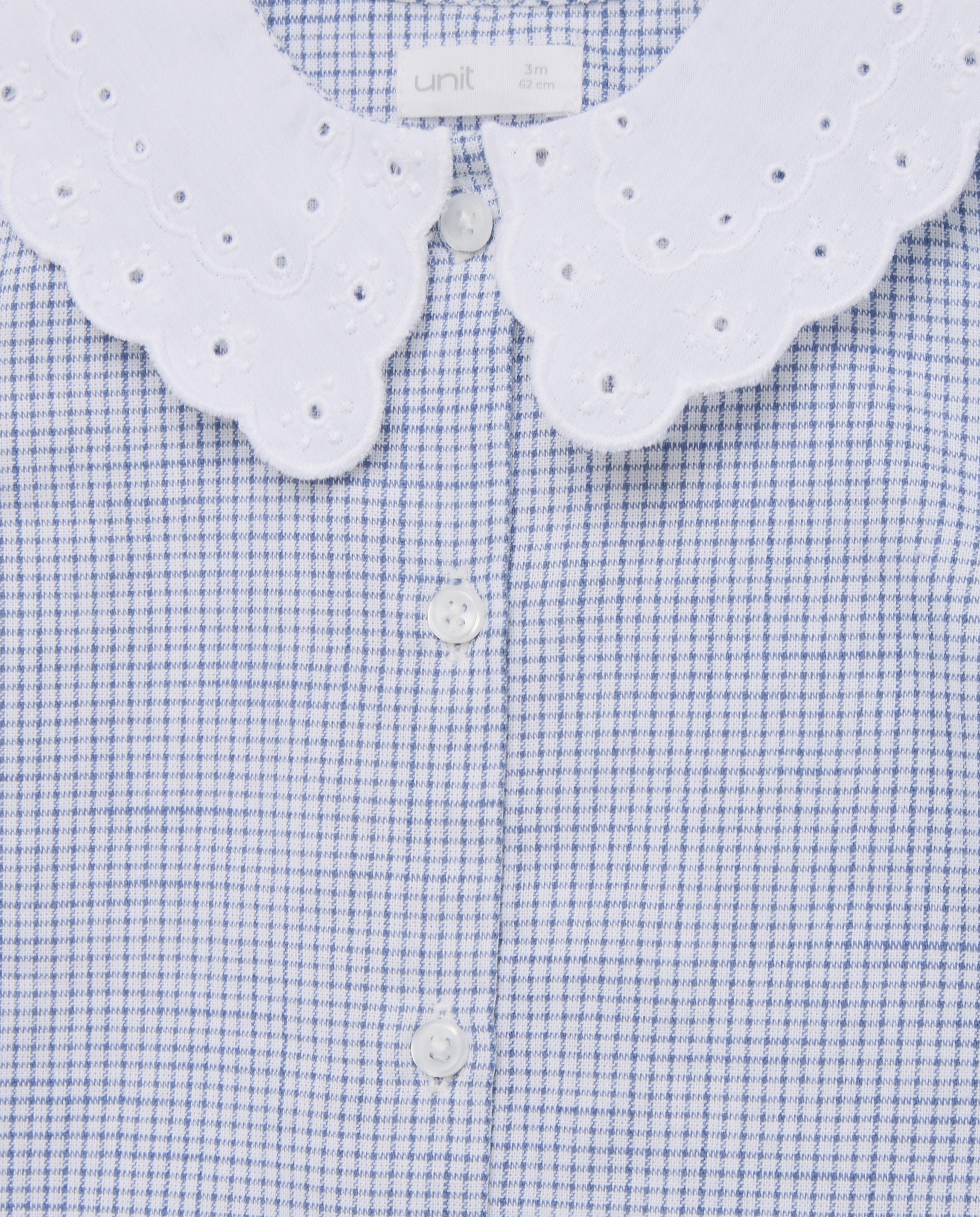 Pijama de bebé de popelin corto con cuello 400 Azul-3
