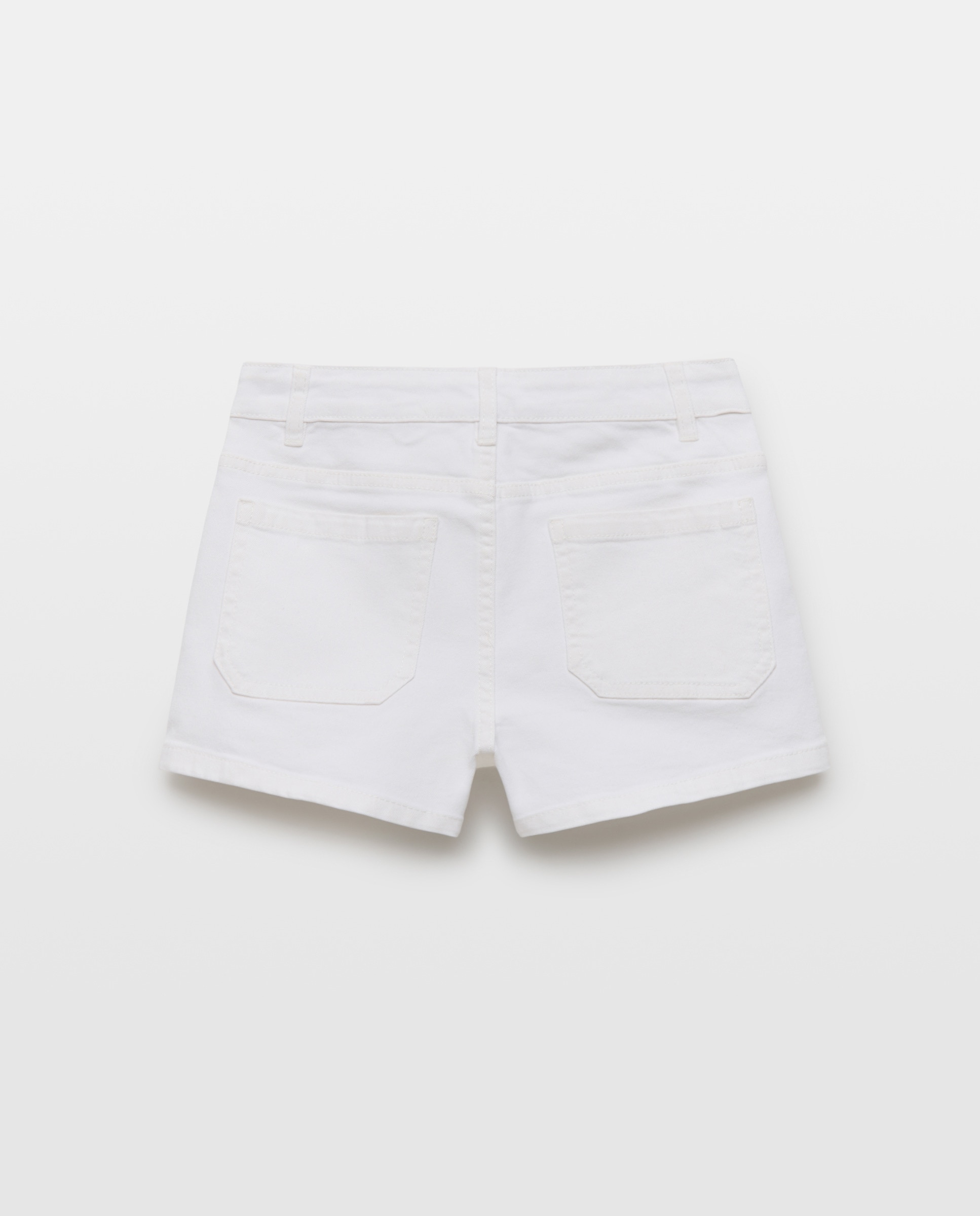 Short niña color con bolsillos de twill Blanco-2