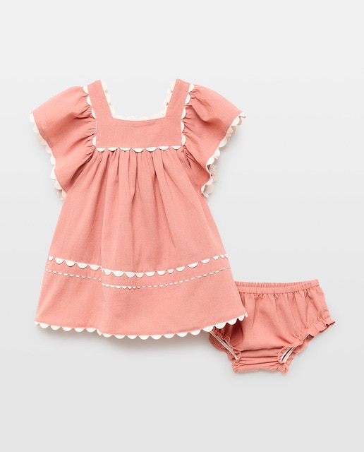 Imagen 0 de Vestido bebé de lino con cinta zigzag