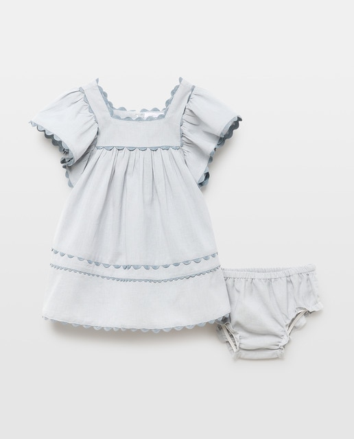 Imagen 0 de Vestido bebé de lino con cinta zigzag