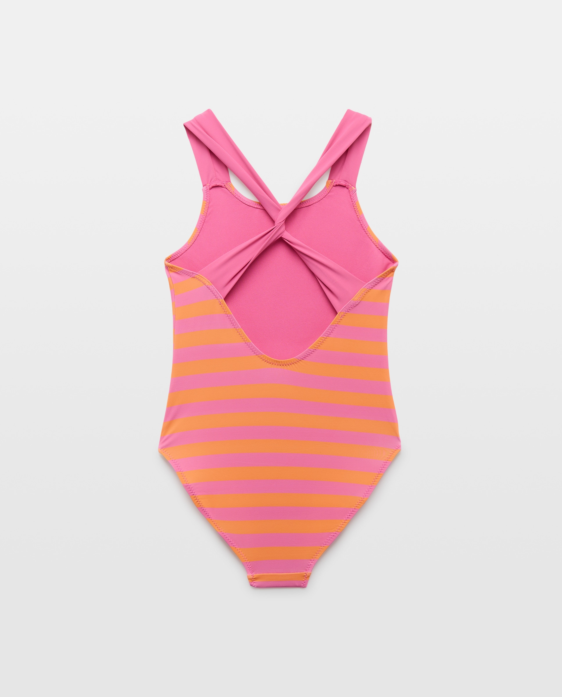 Bañador niña nudo rayas 630 Coral-2