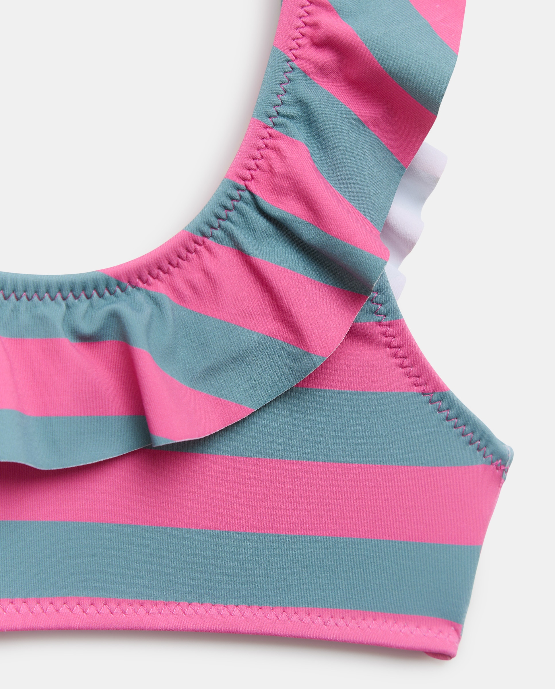 Bikini niña volante rayas 240 Fucsia-3