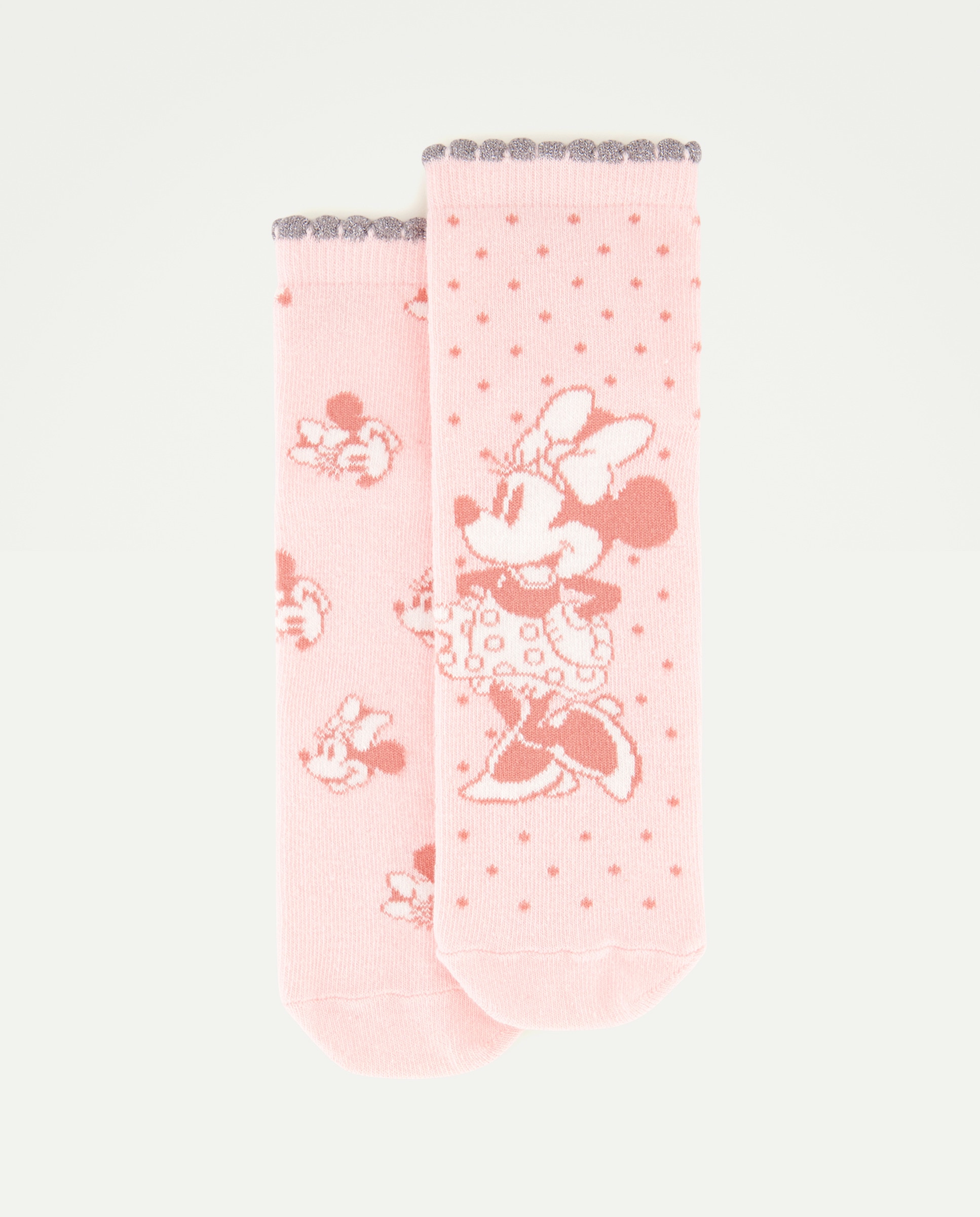 Pack de 2 Pares de Meias Antiderrapantes com Estampado Minnie Cotton Juice Rosa-1