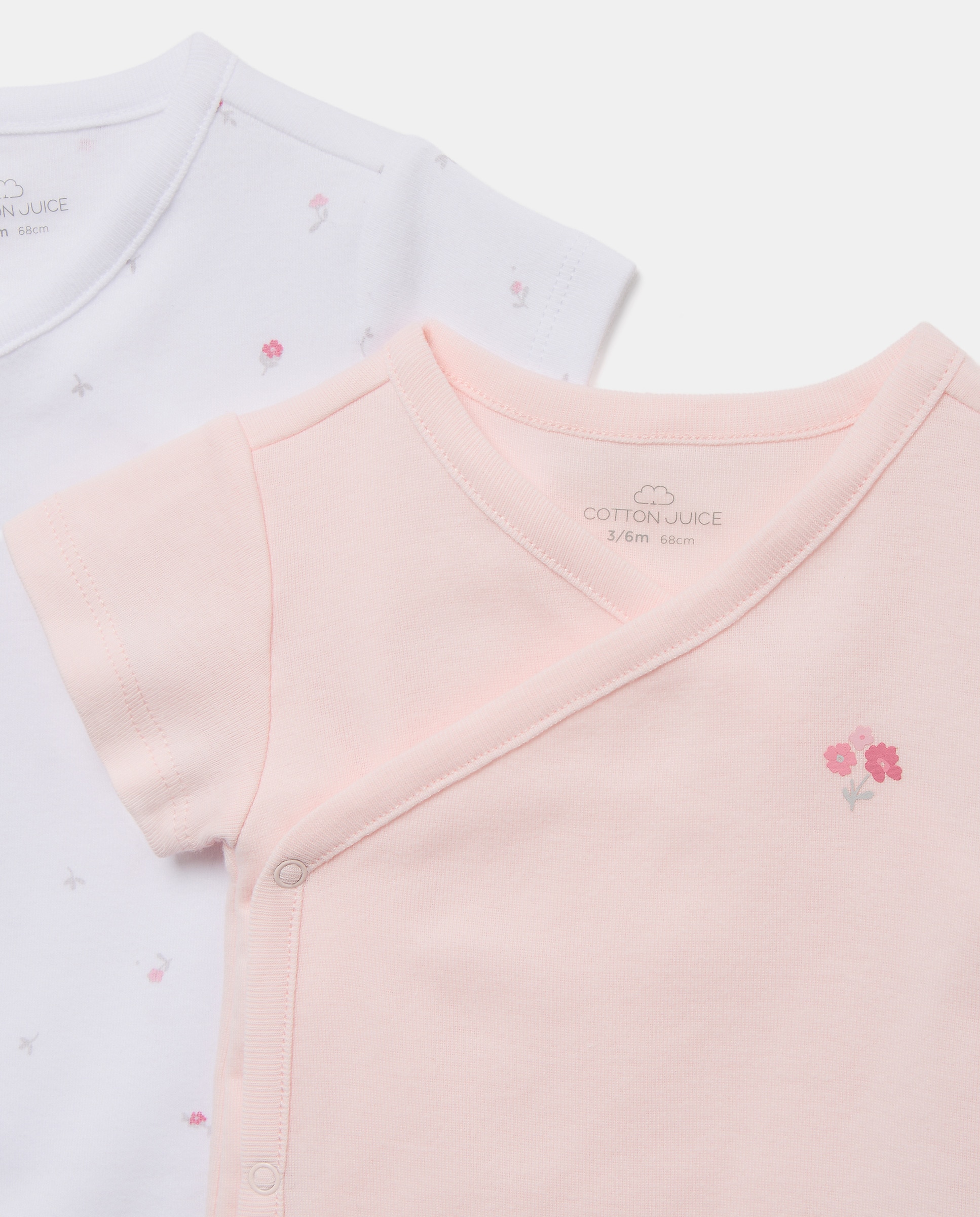 Pack de 3 Bodies de Natal de Bebé com Manga Curta e Estampados Rosa-3