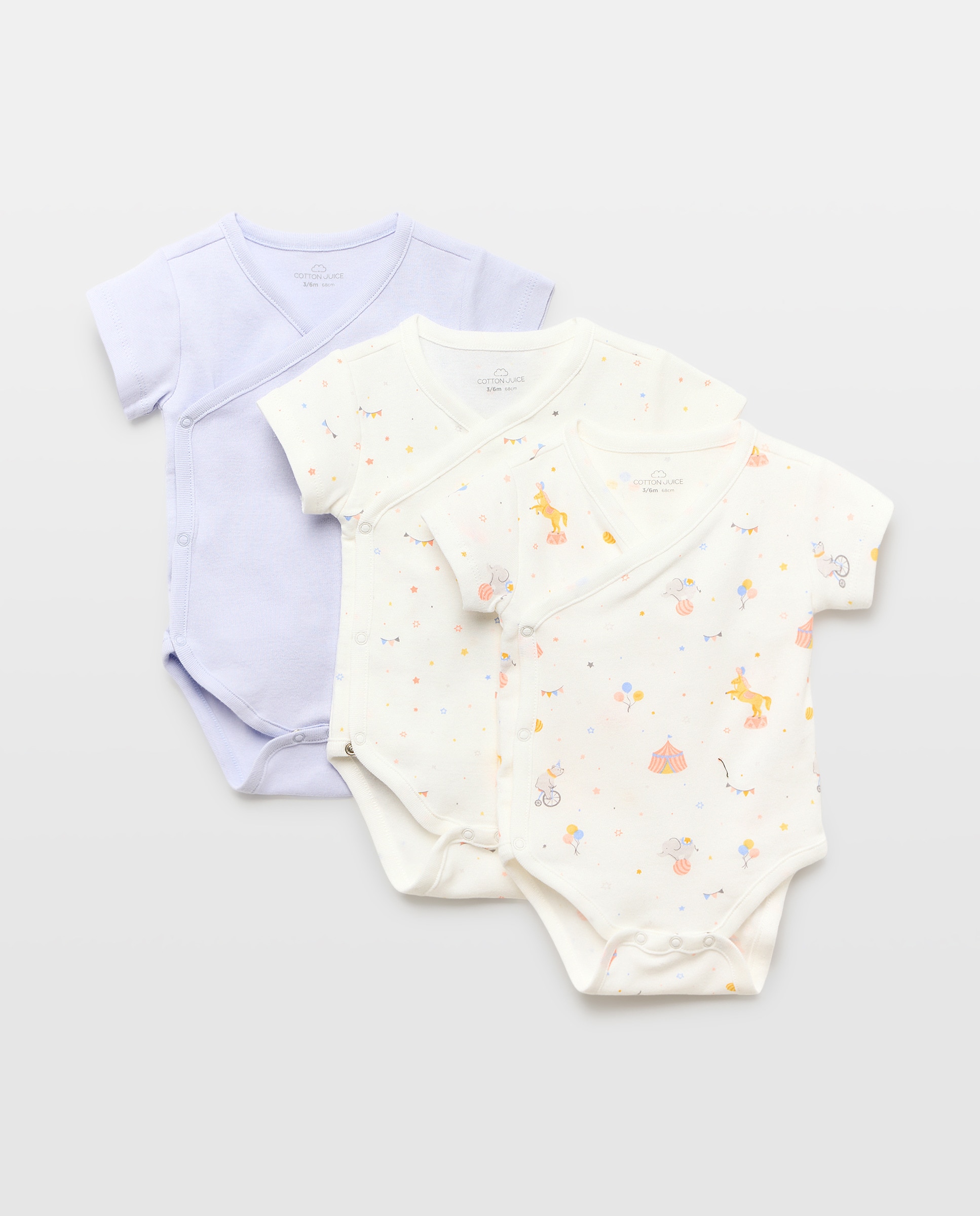 Pack de 3 Bodies de Natal de Bebé com Manga Curta e Estampados Multicolor-1