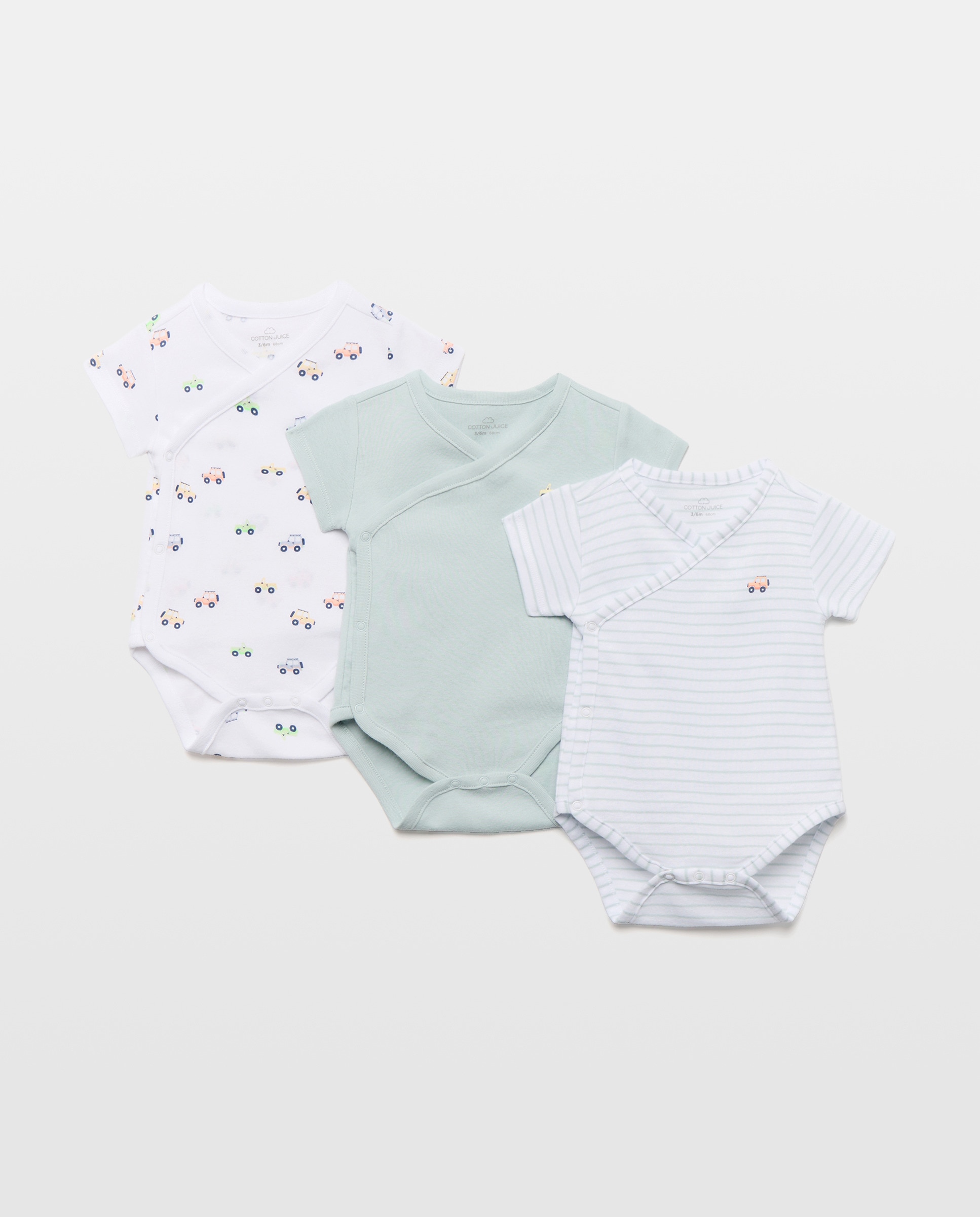 Pack de 3 Bodies de Natal de Bebé com Manga Curta e Estampado de Fantasia Multicolor-1