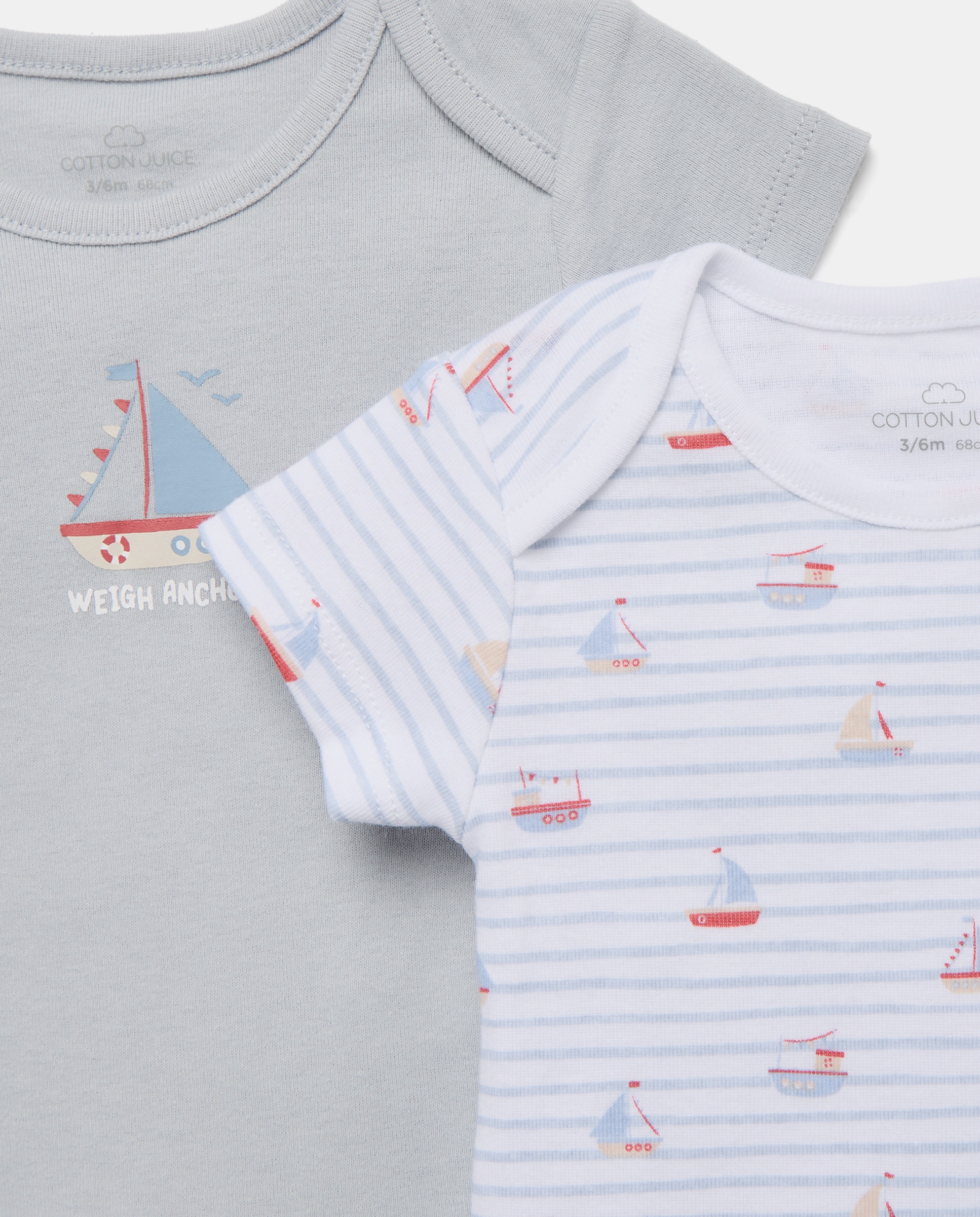 Pack de 2 Bodies Estampados de Bebé com Manga Curta Cotton Juice Multicolor-3