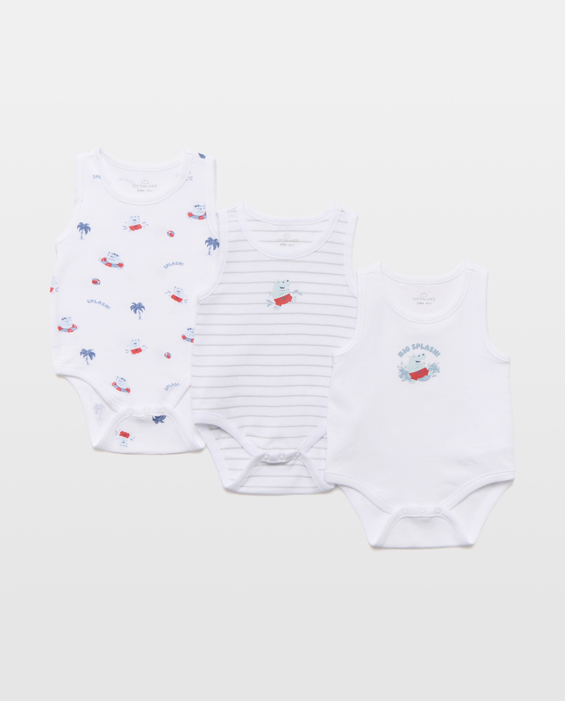 Imagem 0 de Pack de 3 Bodies sem Mangas Natal Baby com Estampado de Fantasia