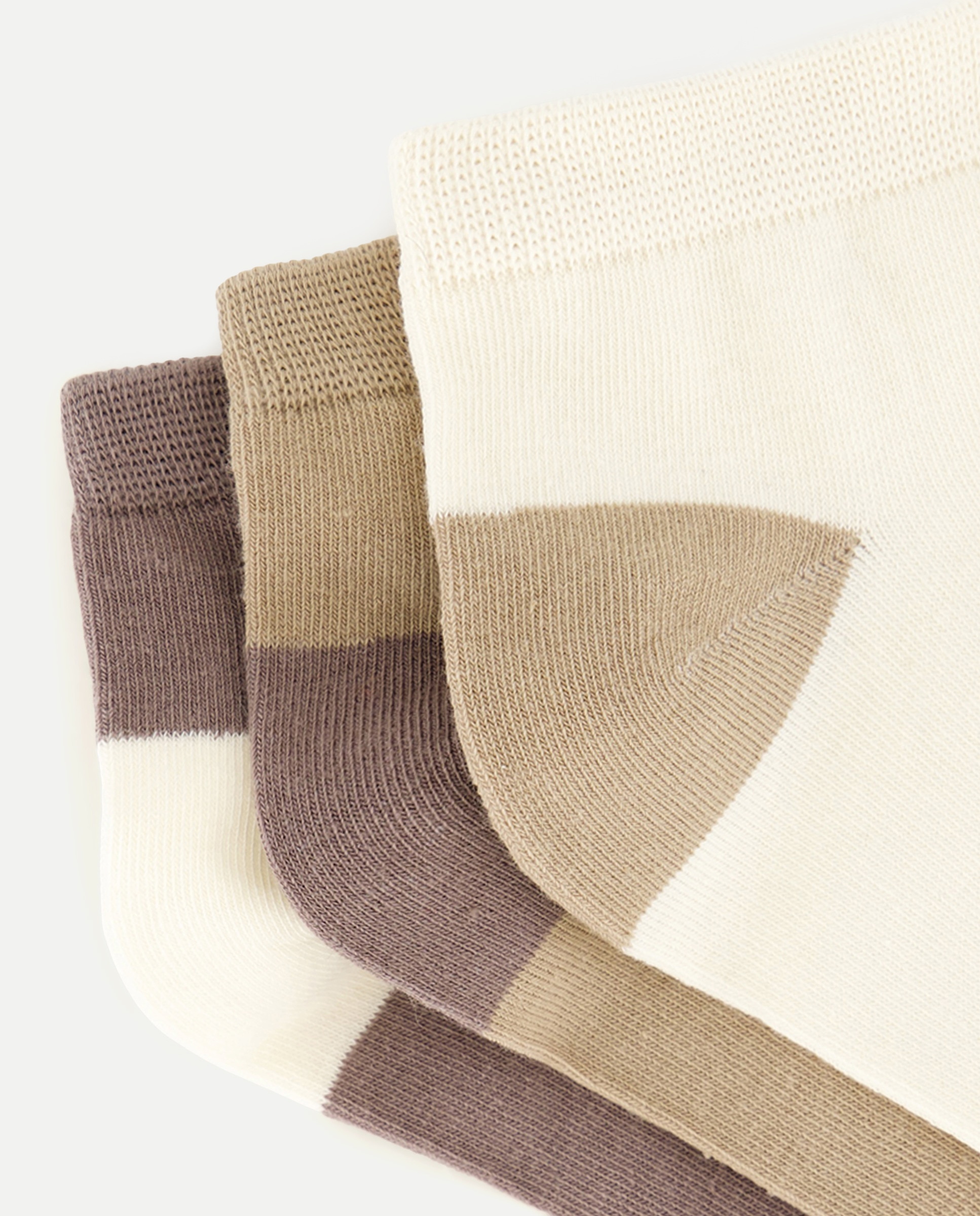 Pack de 3 Pares de Meias pelo Tornozelo com Calcanhar Colorido Castanho-2