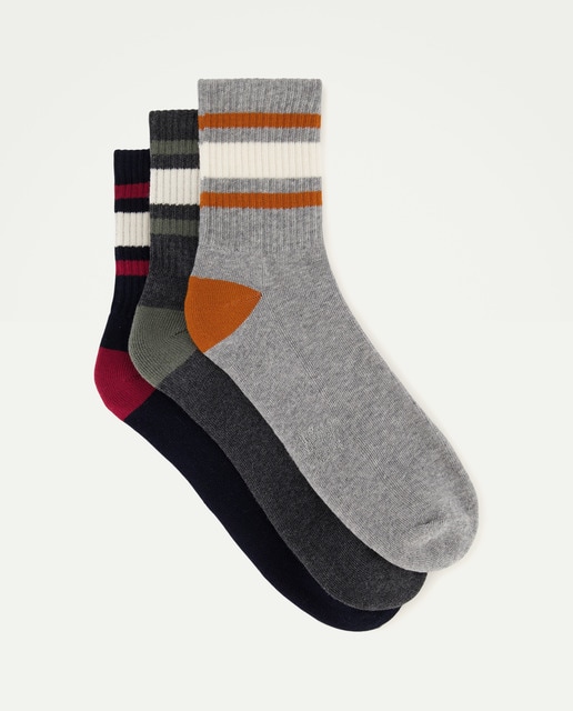 Imagem 0 de Pack de 3 Pares de Meias Curtas com Contrastes no Calcanhar