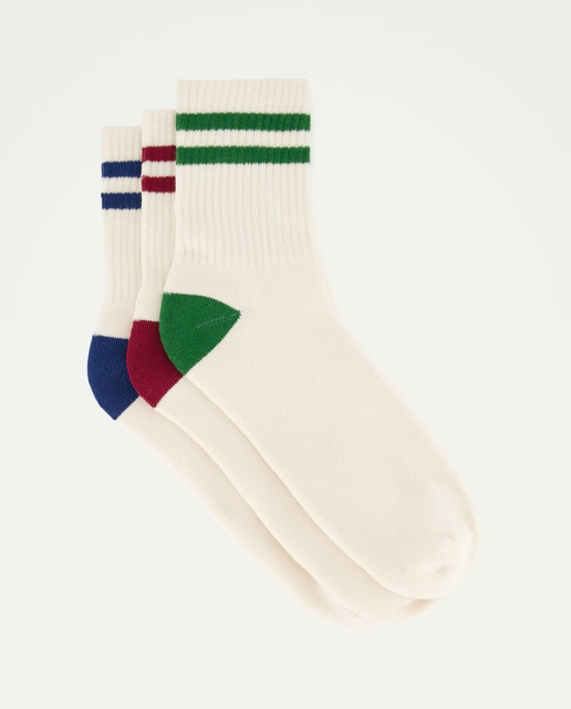 Imagem 0 de Pack de 3 Pares de Meias Curtas com Contrastes no Calcanhar e Fundo Claro
