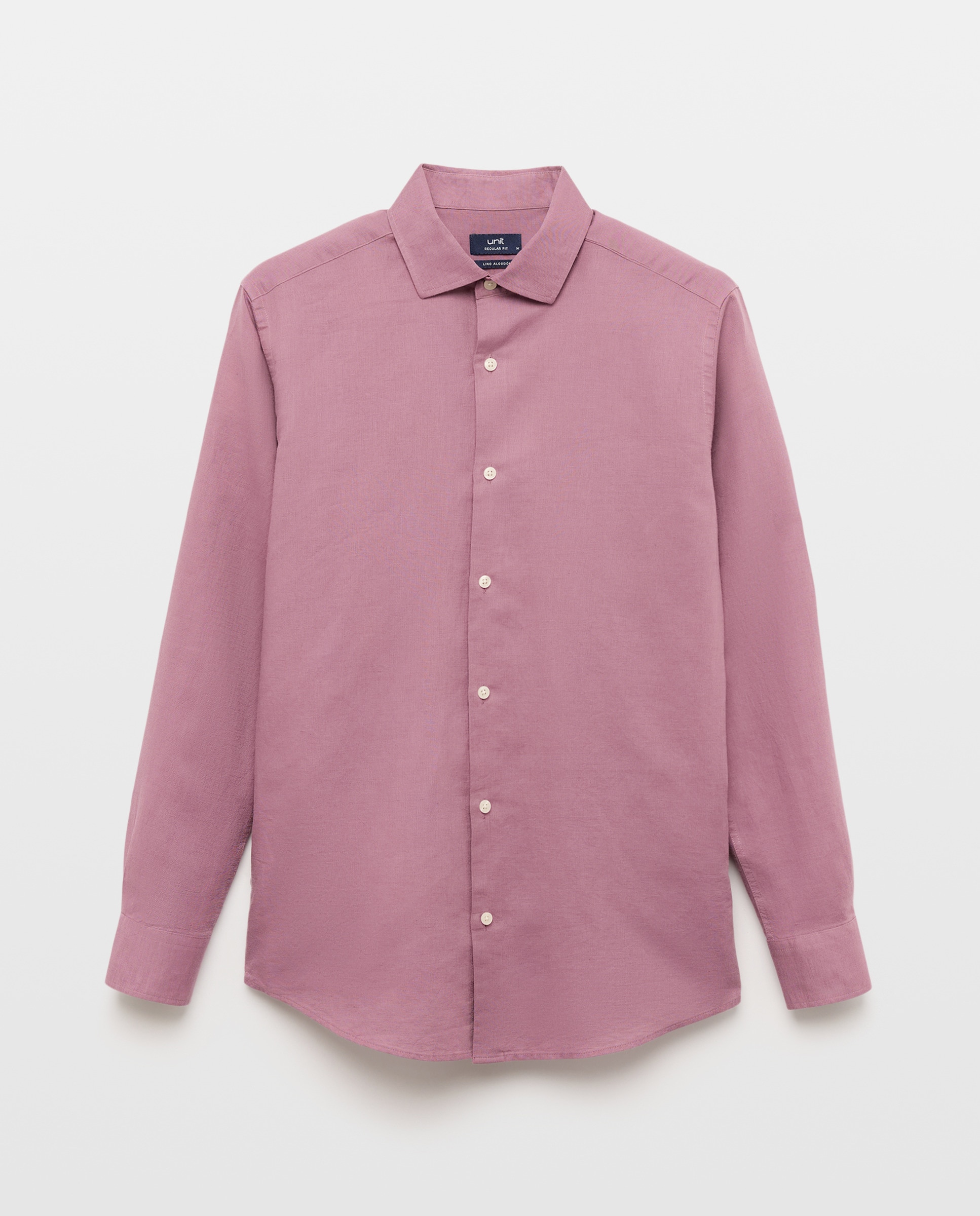 Camisa sport hombre lino y algodón lisa 282 Malva-4