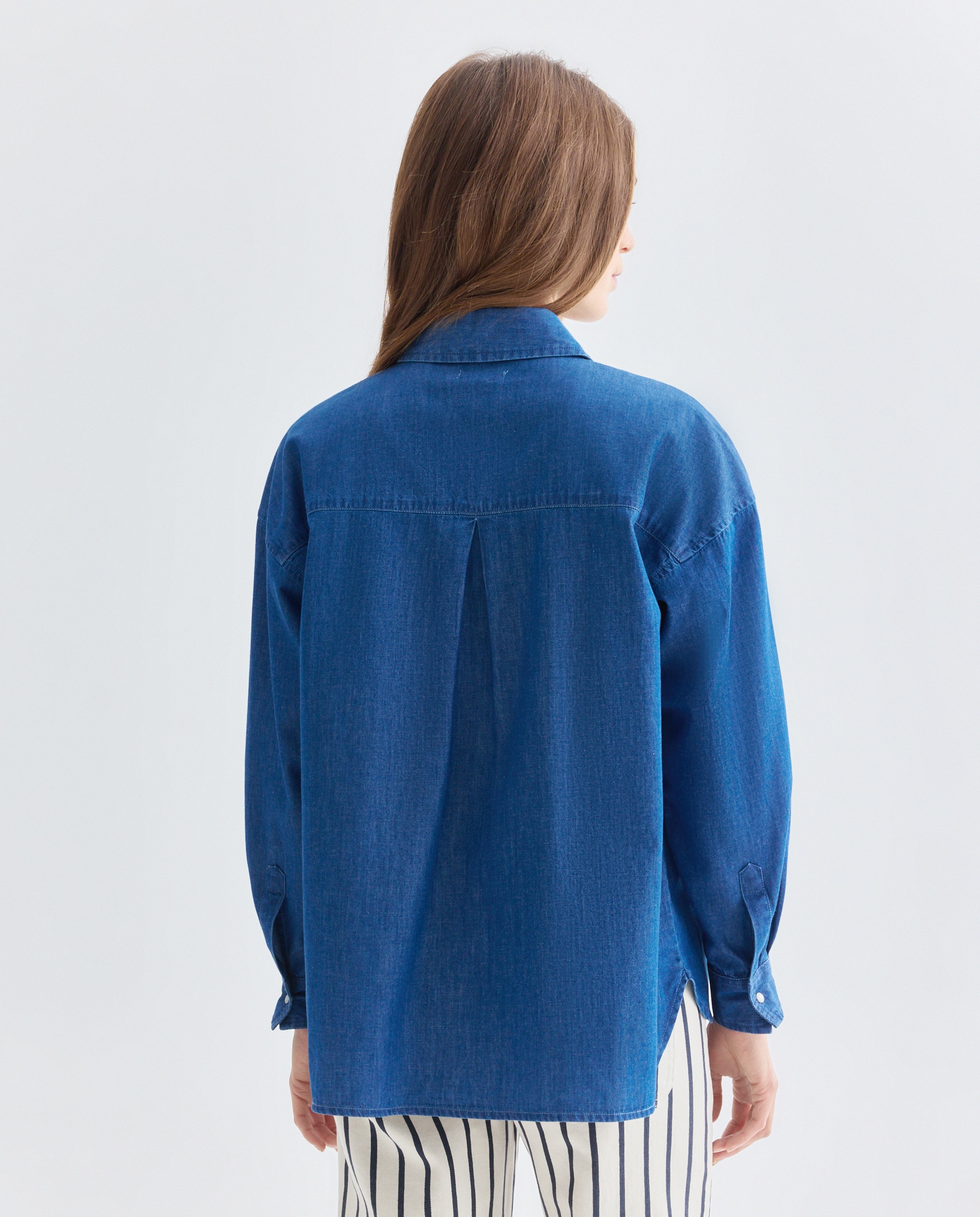 Camisa de mujer light denim Azul claro-3