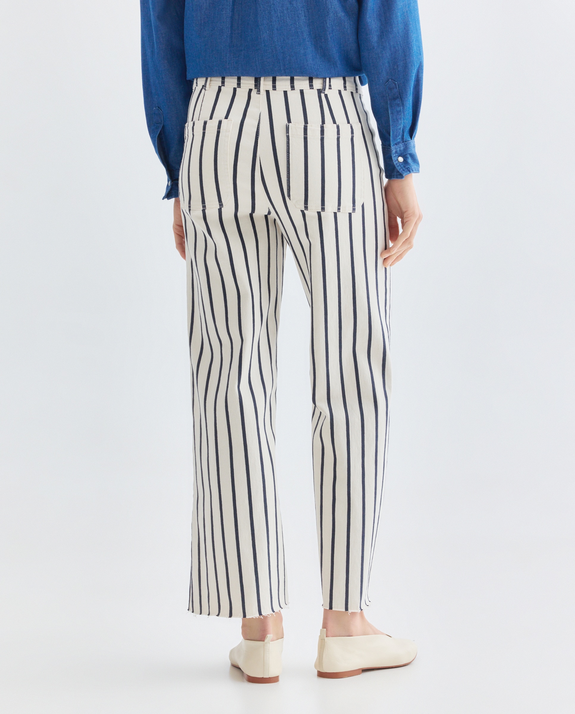 Pantalón de mujer culotte de rayas Plata-3