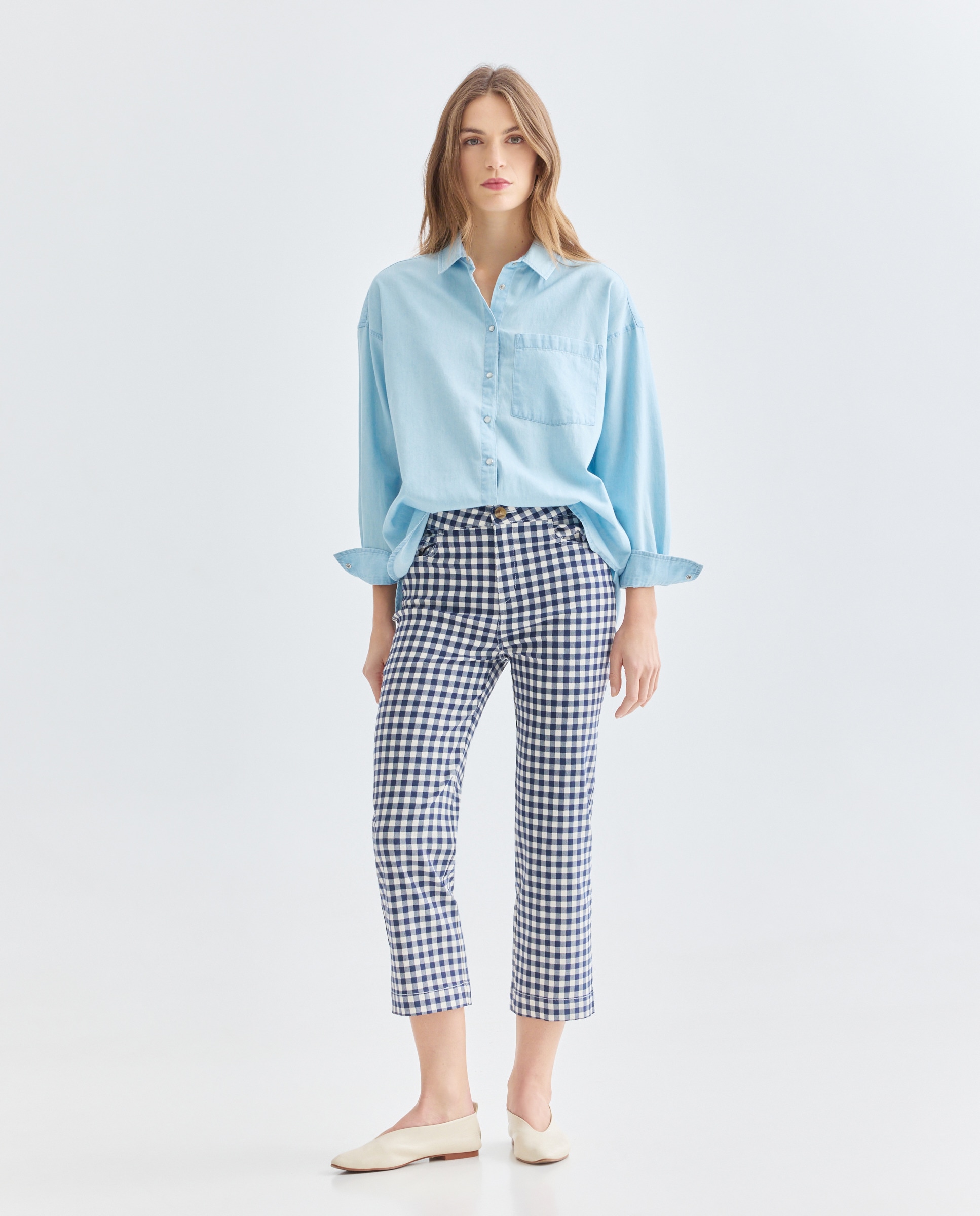 Imagen 0 de Pantalon de mujer recto de cuadros vichy