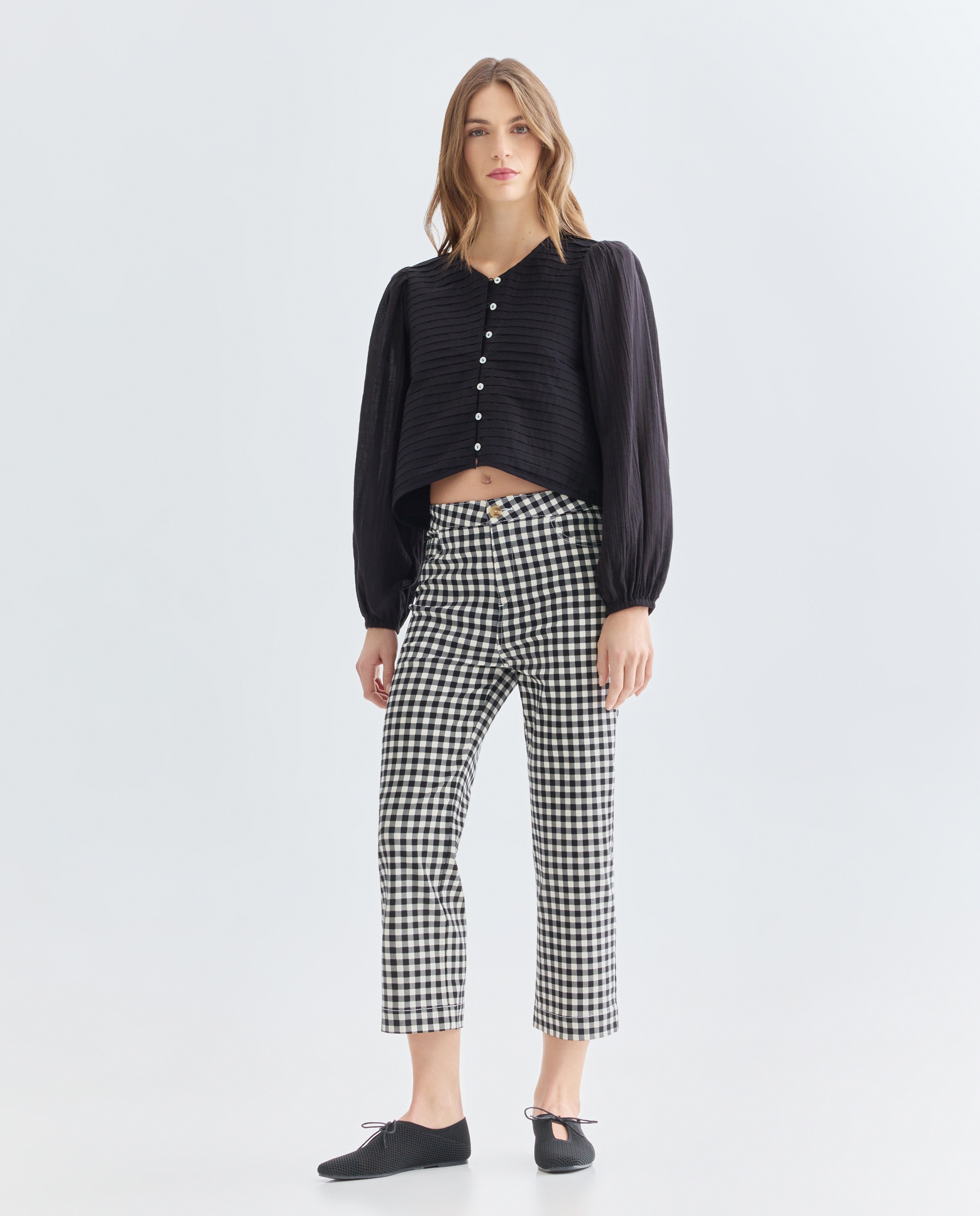 Imagen 0 de Pantalon de mujer recto de cuadros vichy