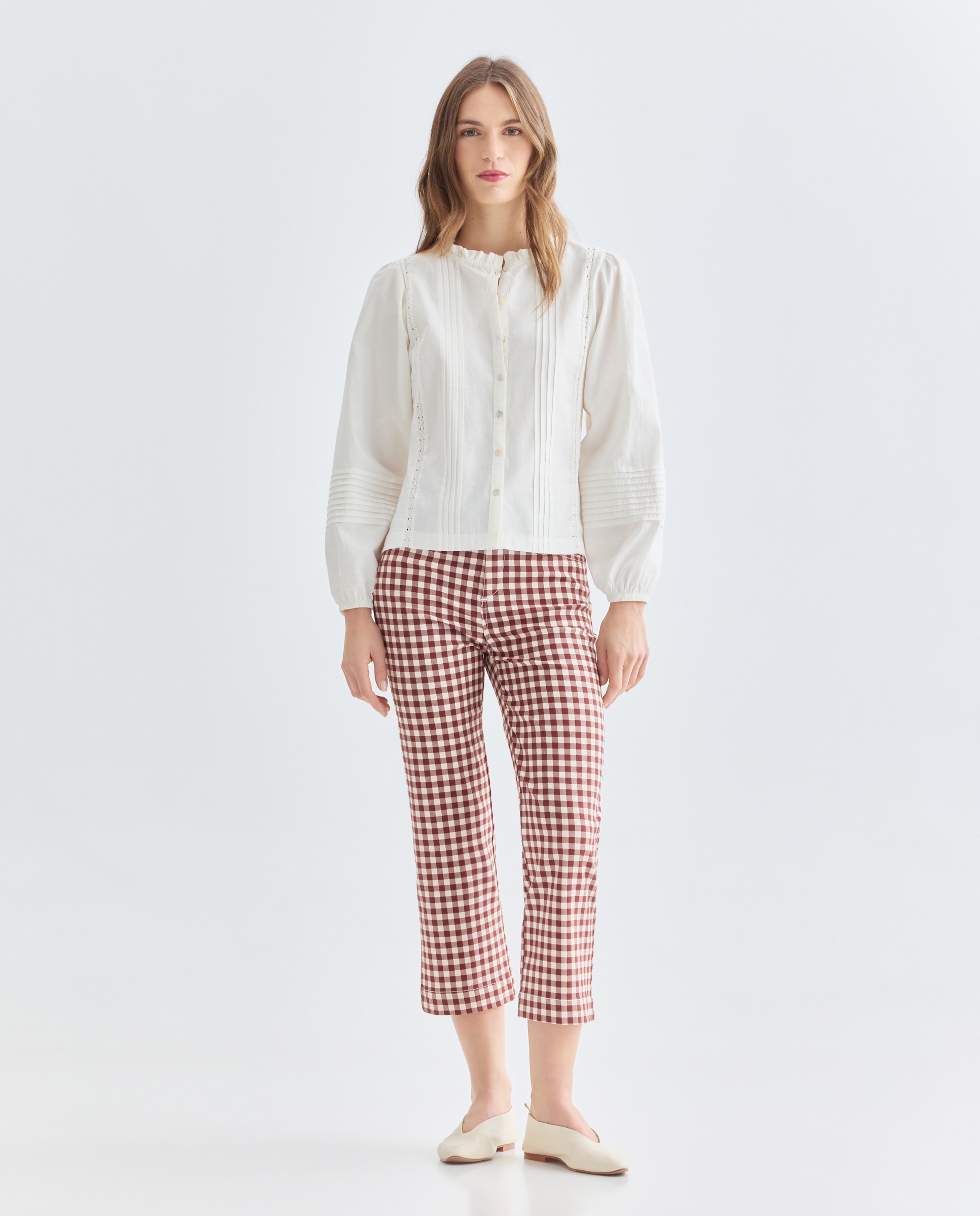 Imagen 0 de Pantalon de mujer recto de cuadros vichy