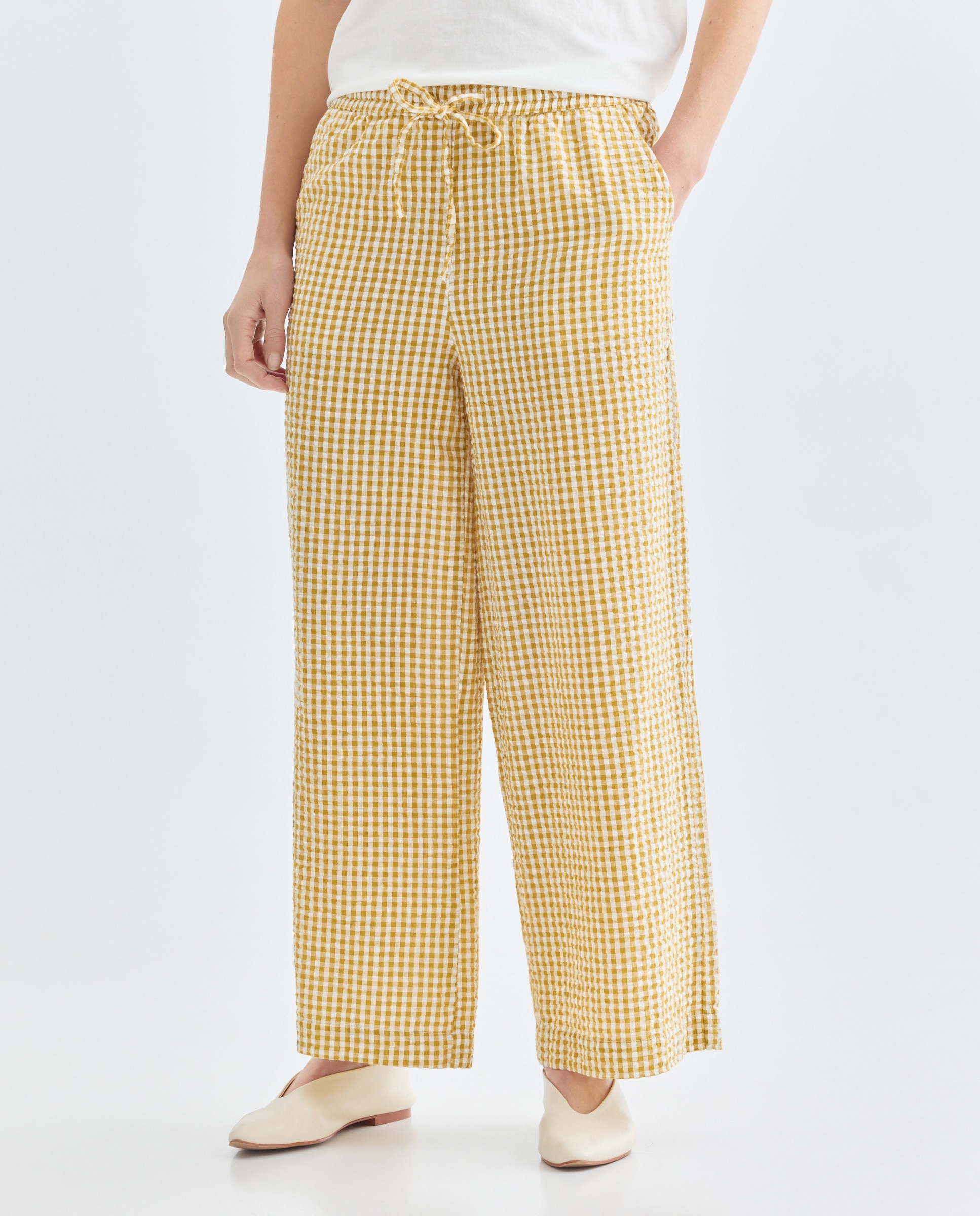 Pantalón de mujer de algodón vichy Negro-2