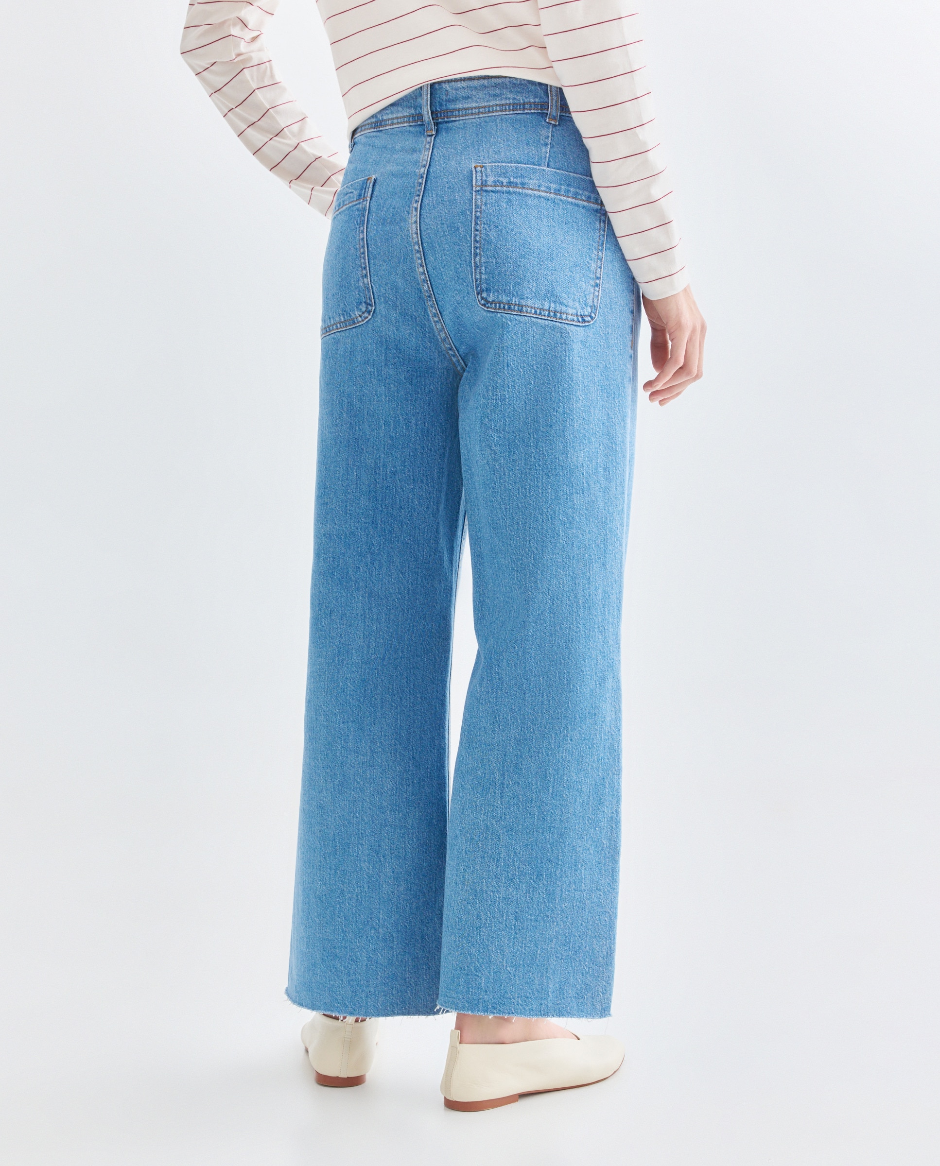 Pantalón denim culotte de mujer Lavado medio-3