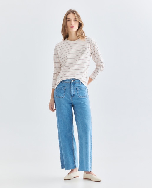 Imagen 0 de Pantalón denim culotte de mujer