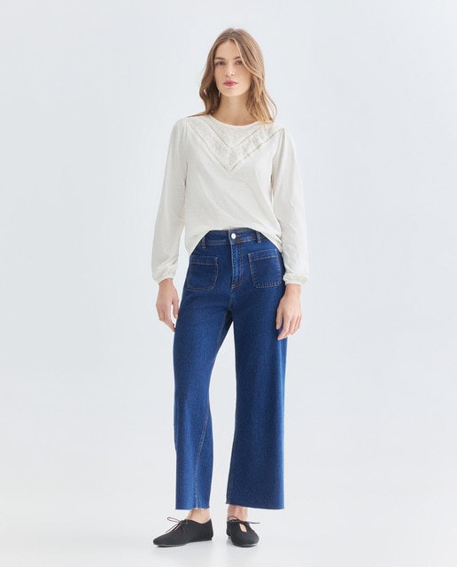 Imagen 0 de Pantalón denim culotte de mujer
