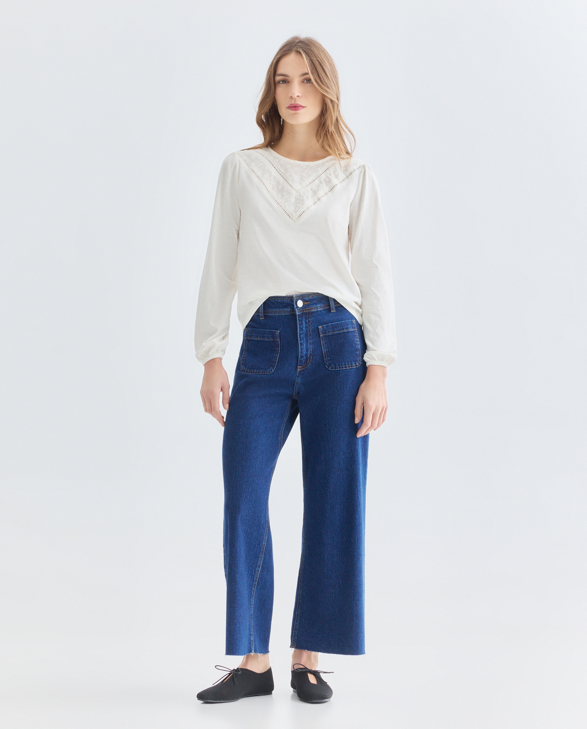 Imagen 0 de Pantalón denim culotte de mujer