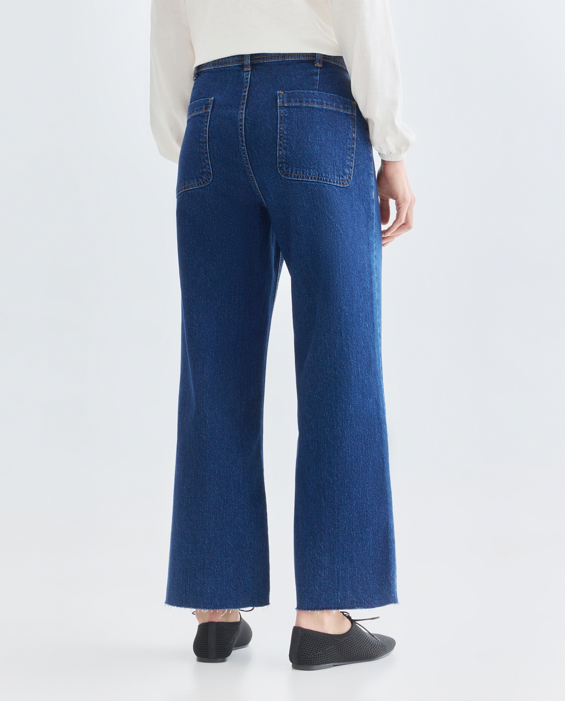 Pantalón denim culotte de mujer Azul Suave-3