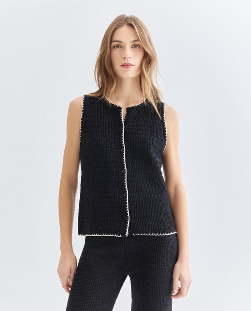 Imagen 0 de Top de mujer de algodón con contrastes