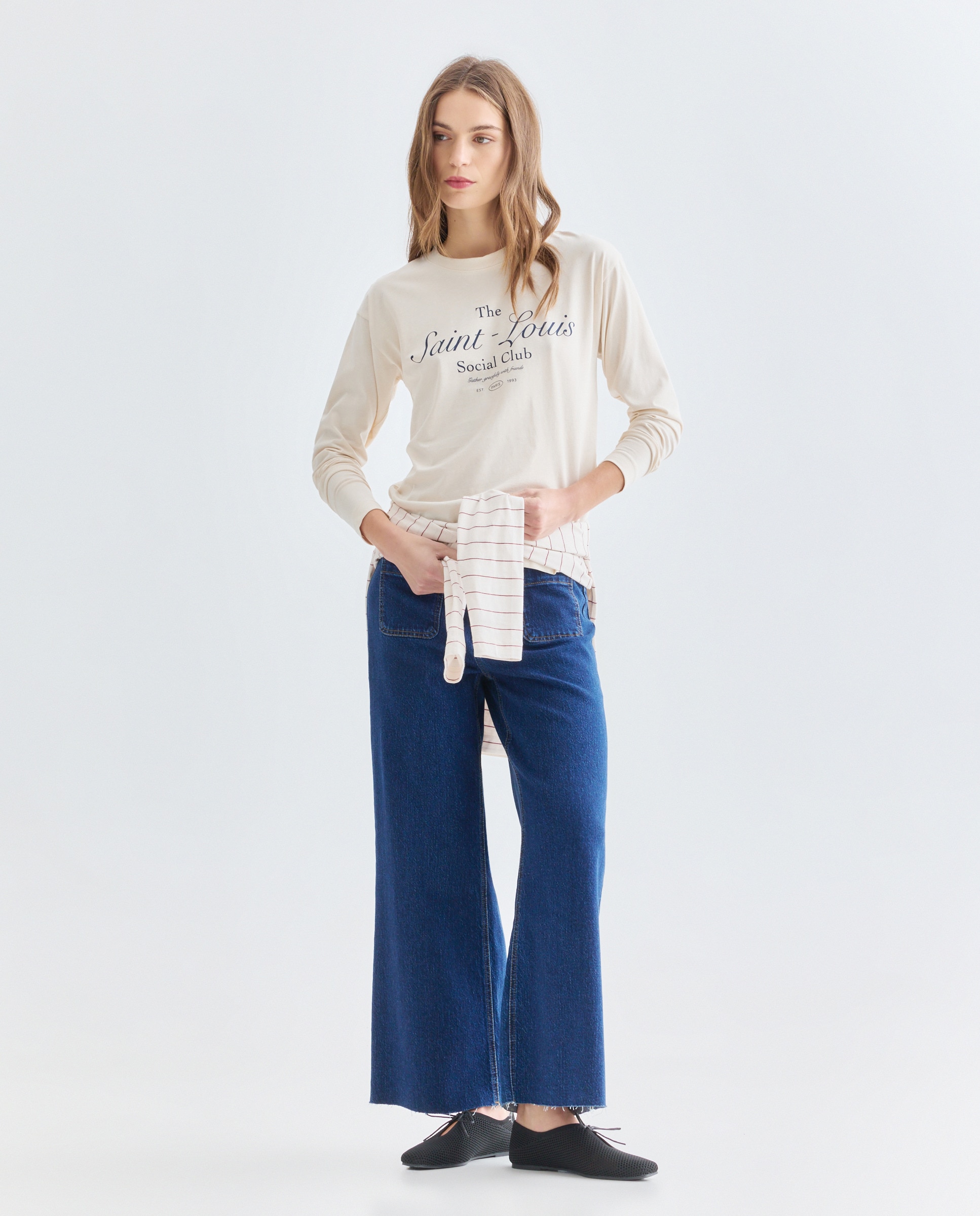 Camiseta básica de mujer cuello caja 120 Crudo-2