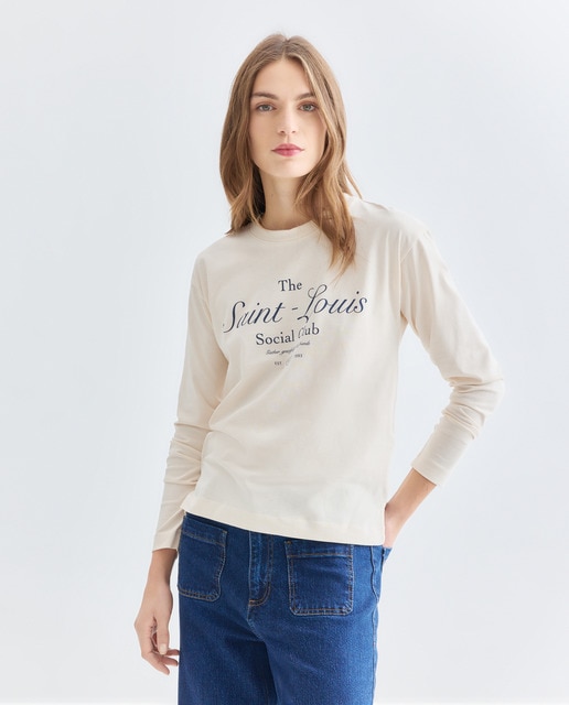 Imagen 0 de Camiseta básica de mujer cuello caja