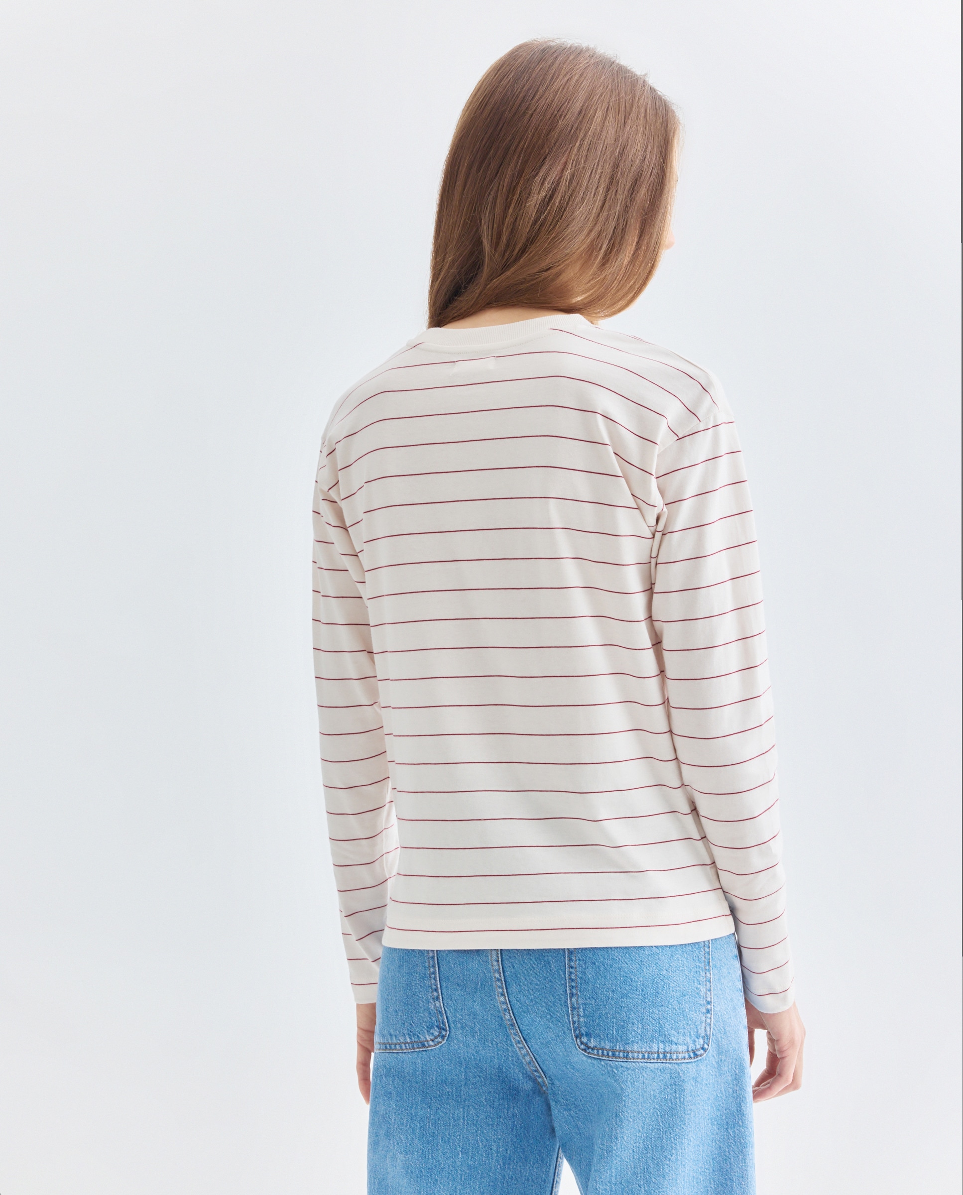 Camiseta básica de mujer cuello caja Blanco-3