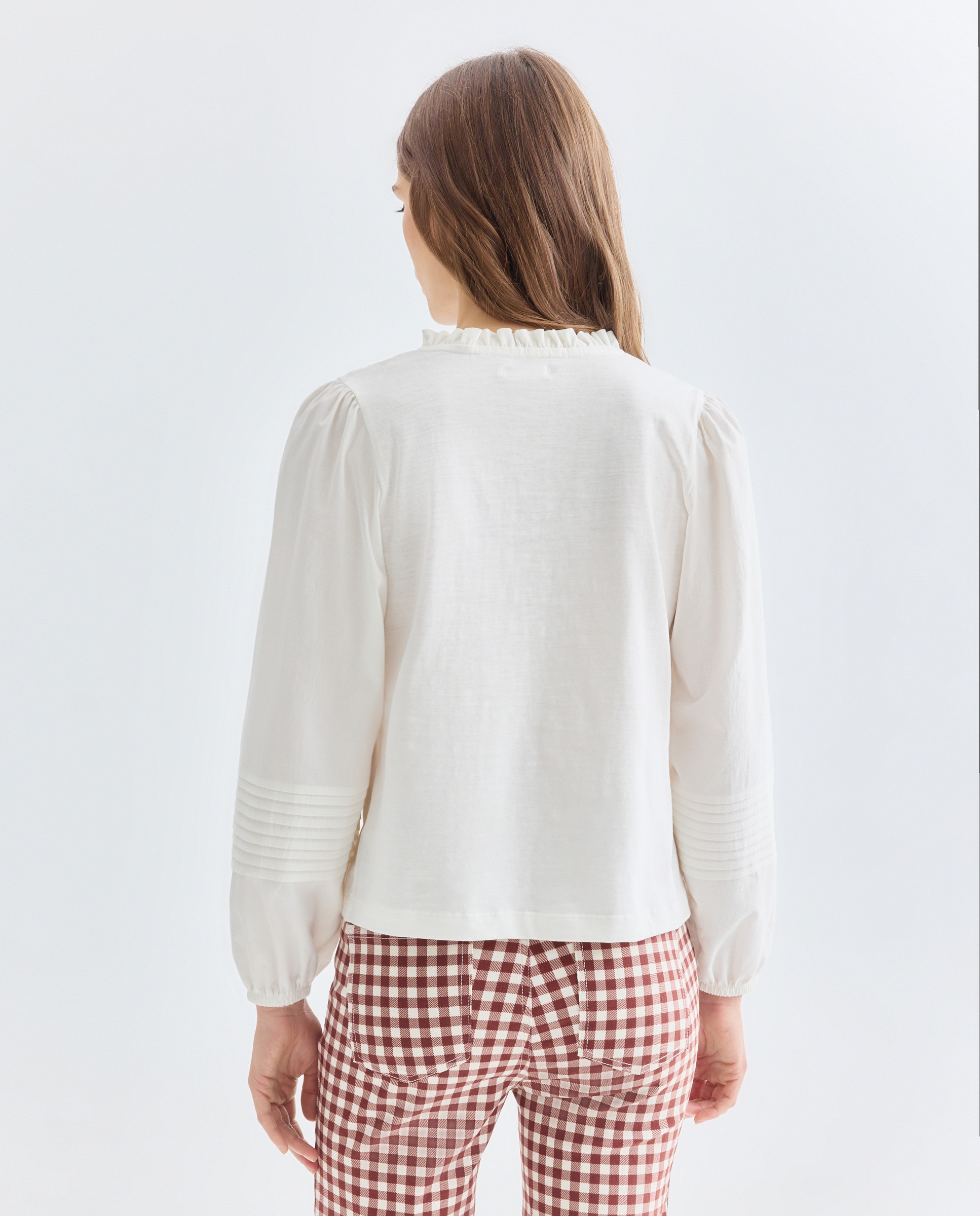 Camiseta de mujer cuello caja romántica 120 Crudo-3