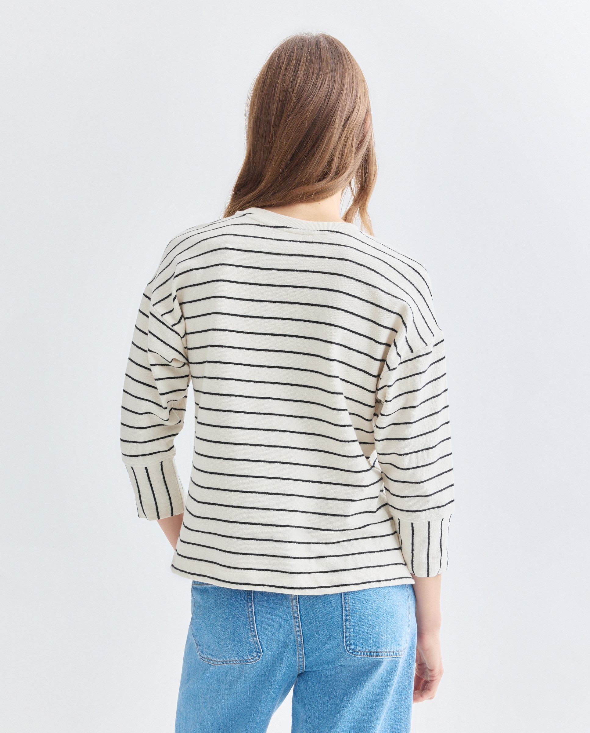 Camiseta de mujer cuello caja con lazada lateral Blanco-3