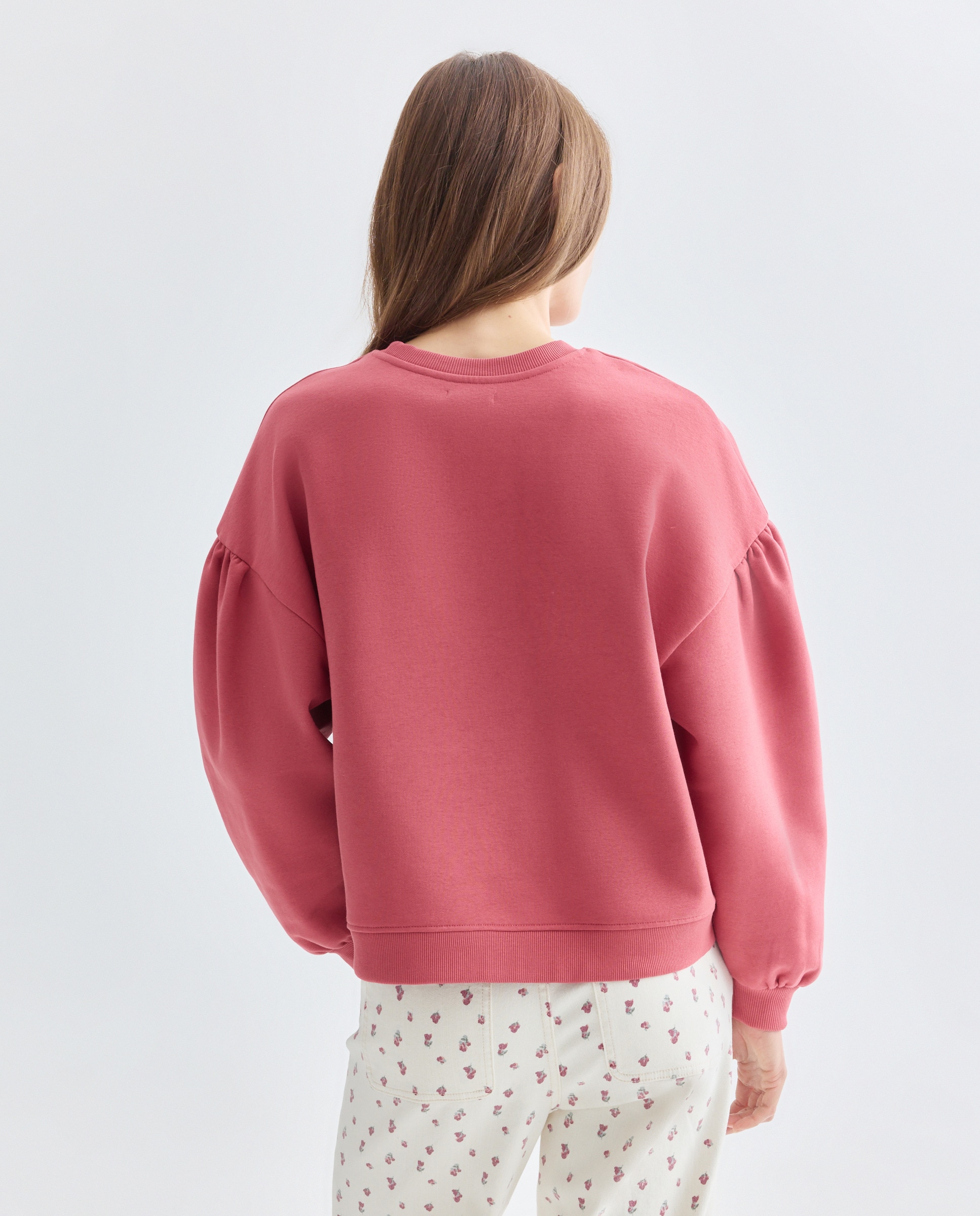 Sudadera de mujer con manga globo 230 Rosa oscuro-3