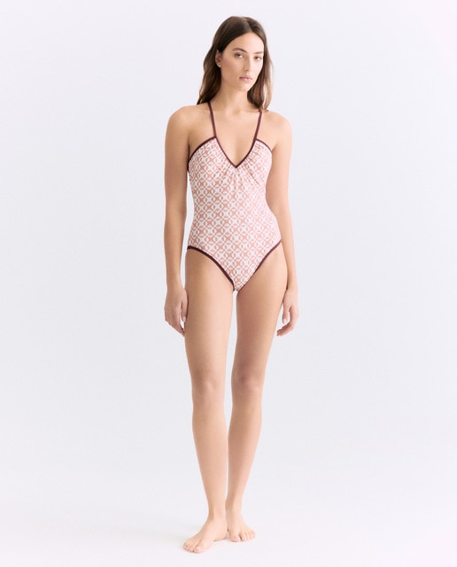 Imagen 0 de Bañador mujer escote pico tirantes contraste