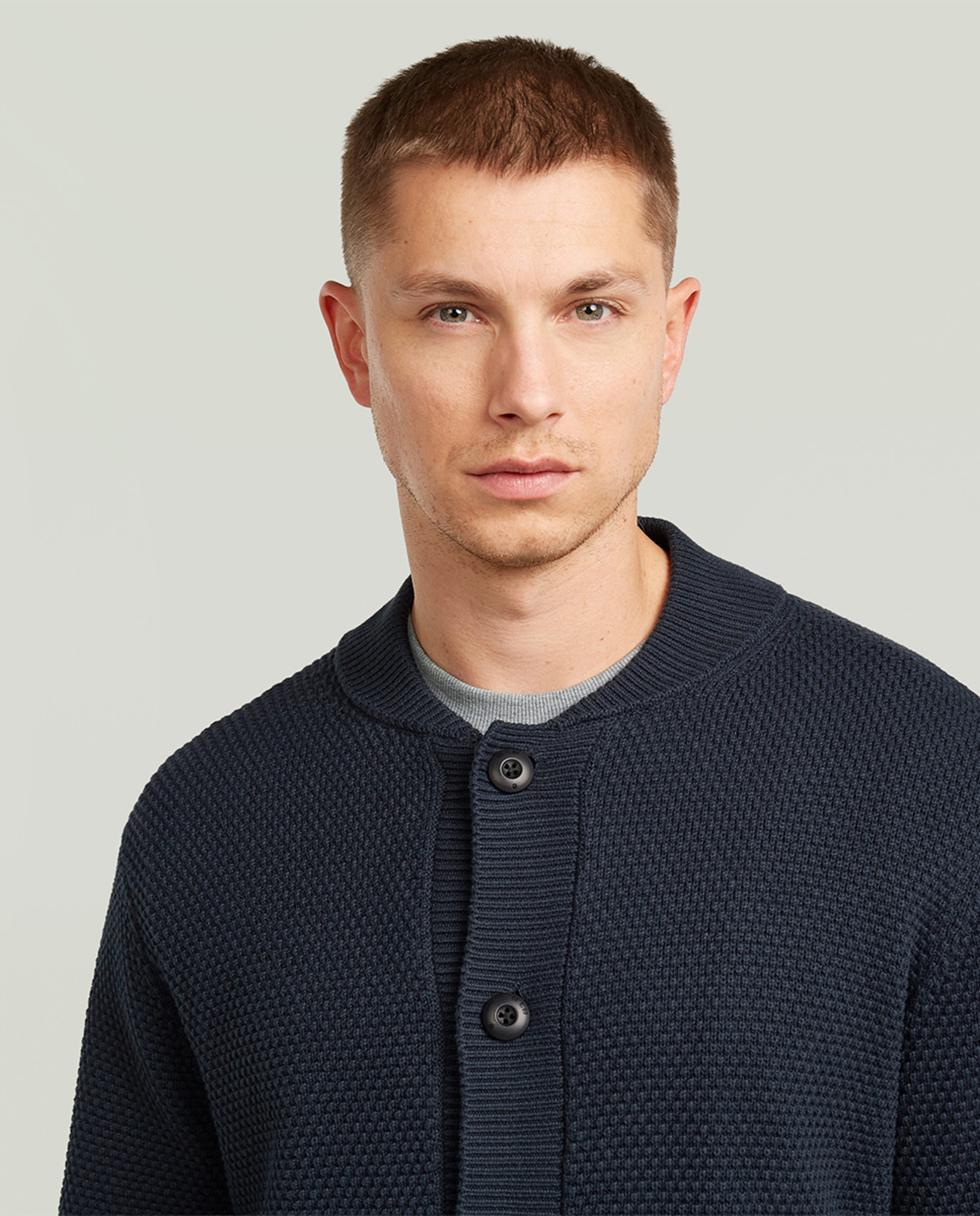 Casaco Estilo Cardigan com Corte Regular Azul-3