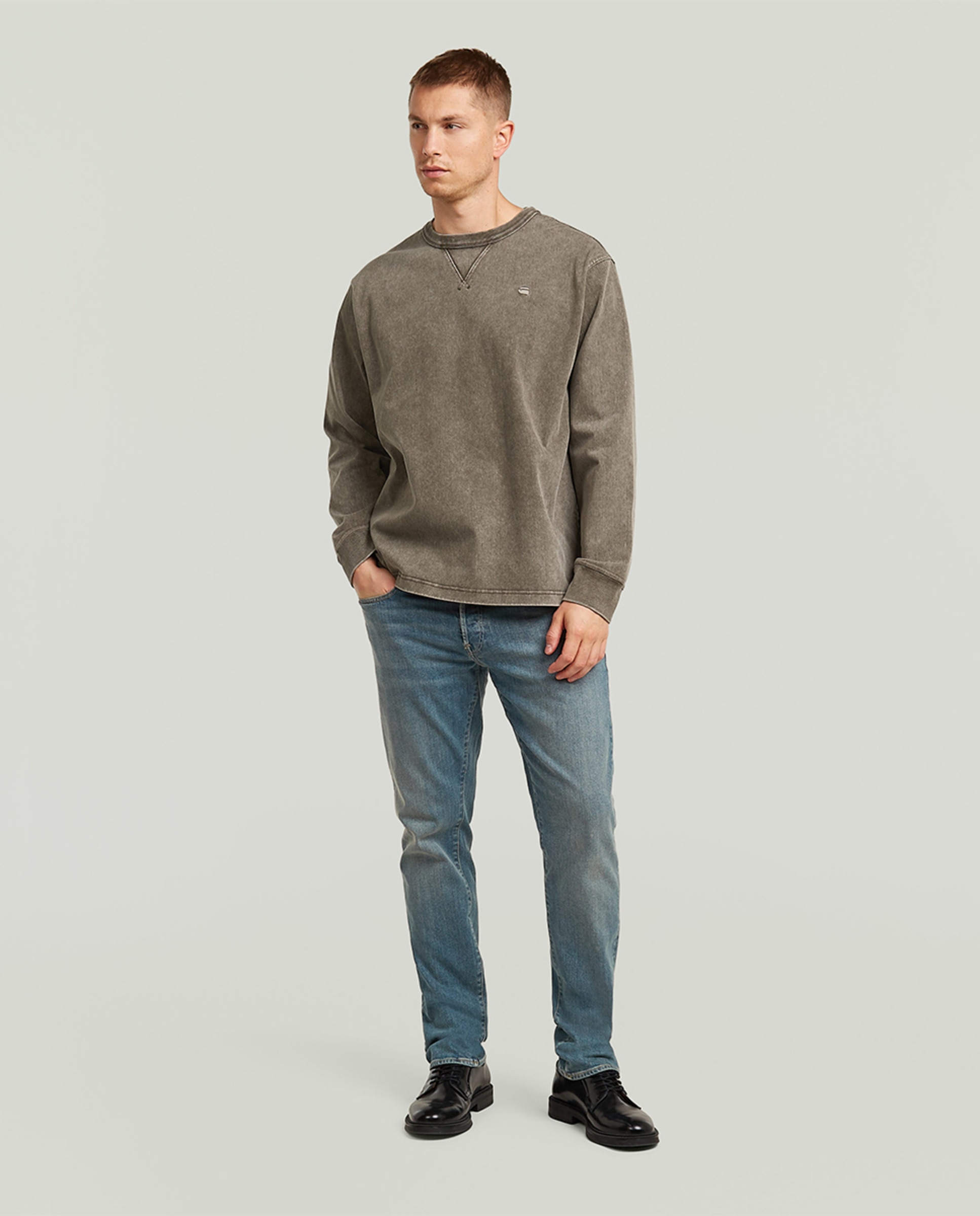 Sweatshirt com Efeito de Lavagem Castanho-8